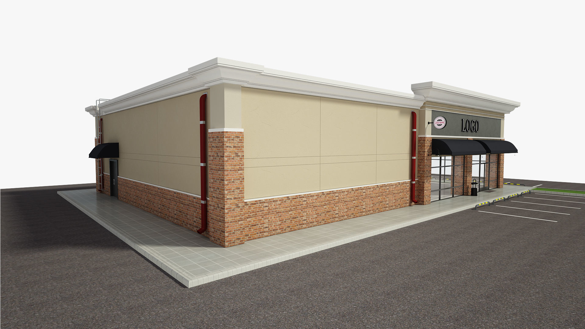 Retail Store Building 3D model_4
