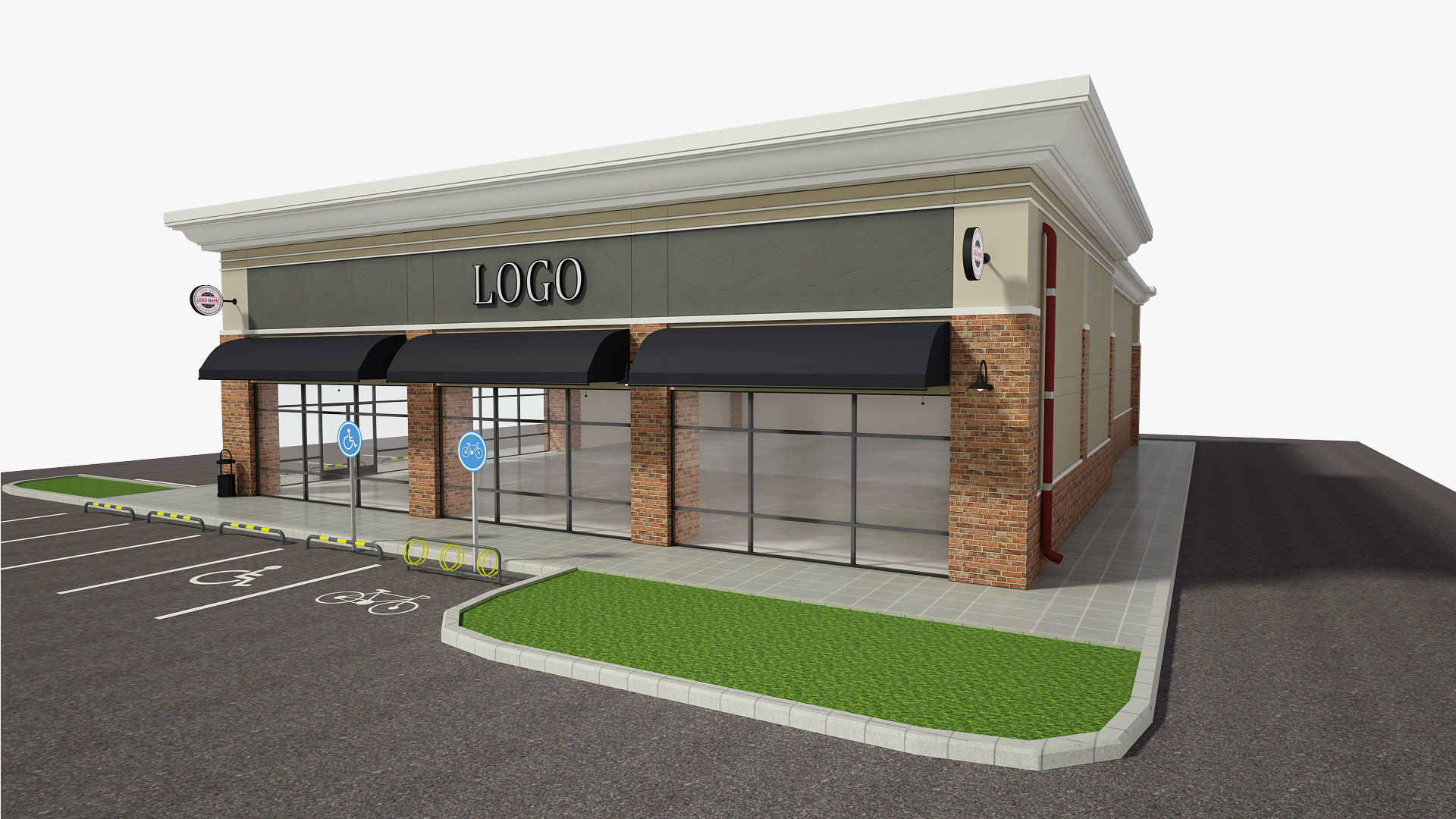 Retail Store Building 3D model_2