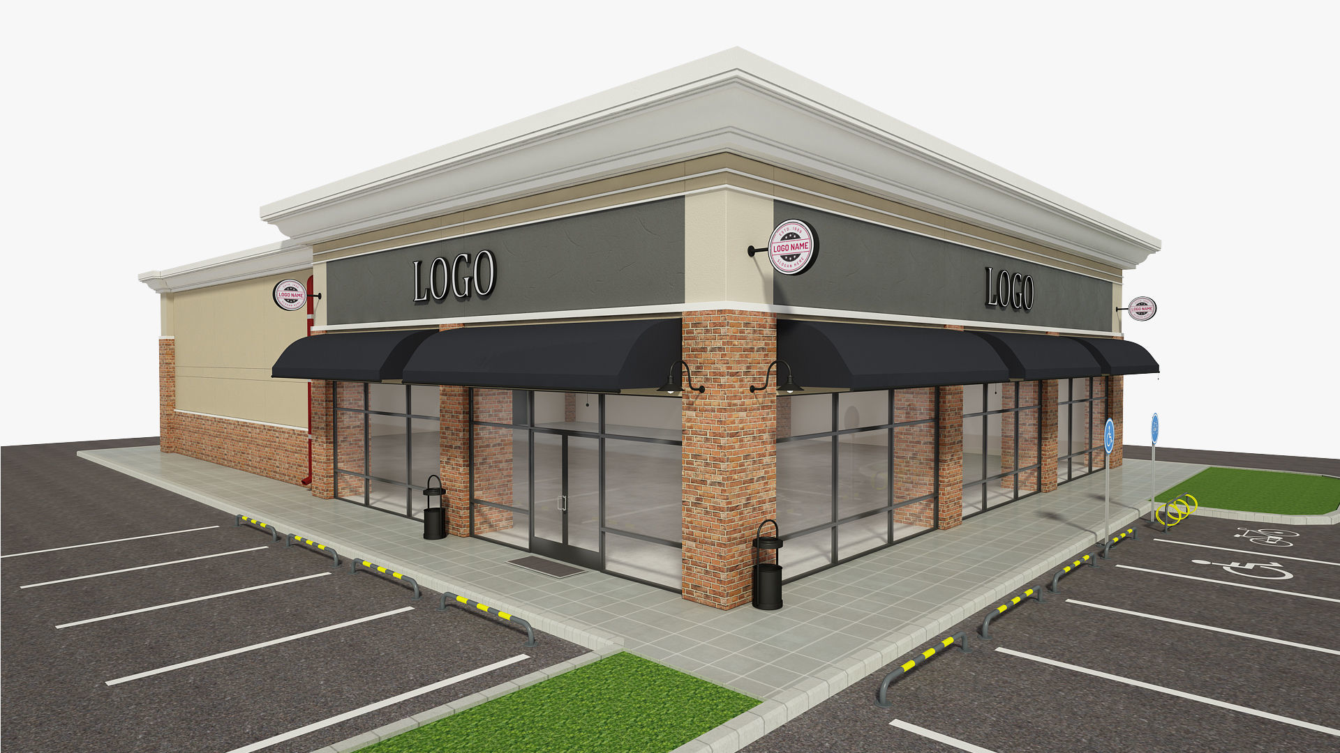 Retail Store Building 3D model_8