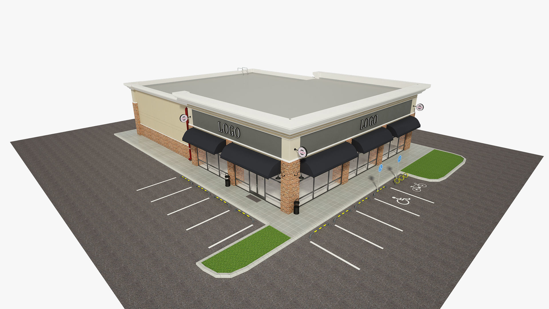 Retail Store Building 3D model_3