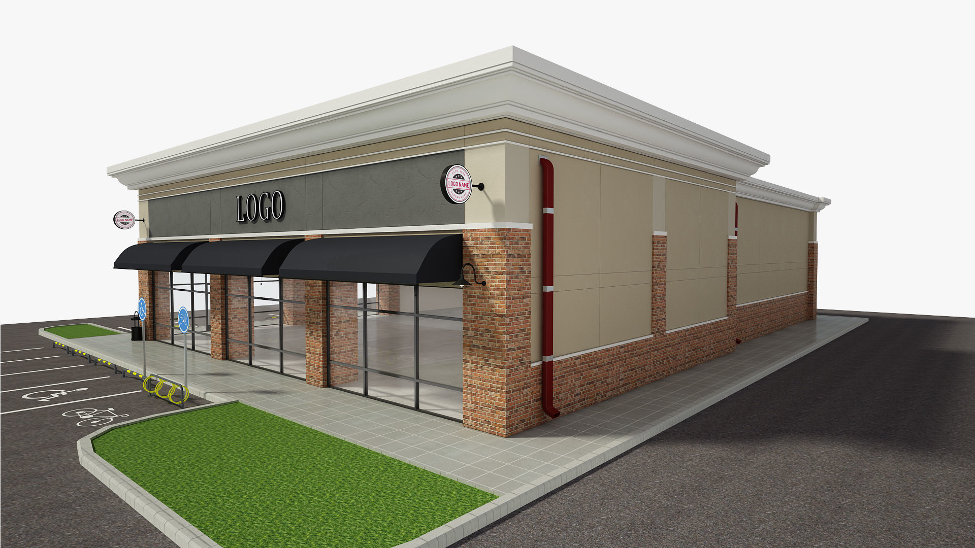 Retail Store Building 3D model_6