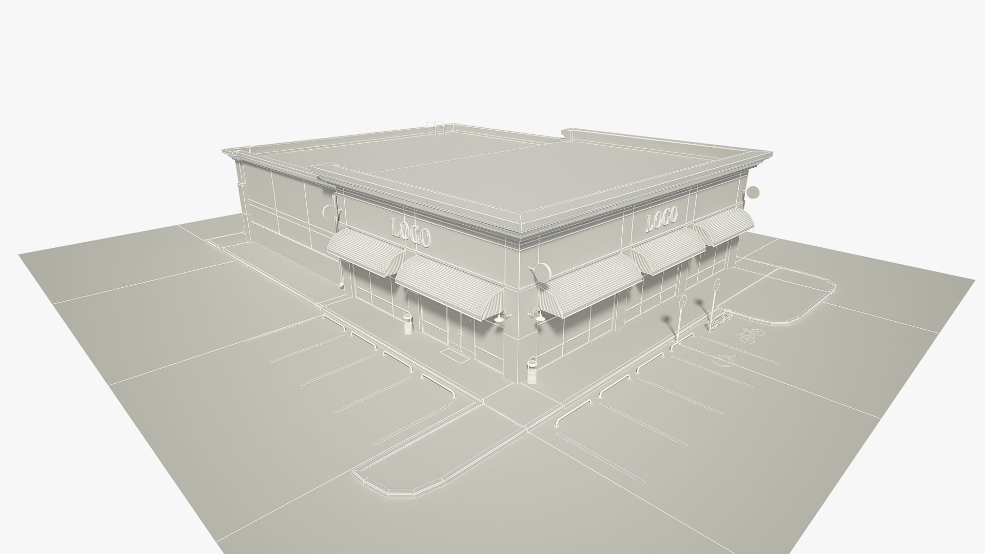 Retail Store Building 3D model_12
