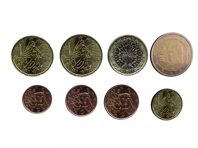 A full set of Euro coins