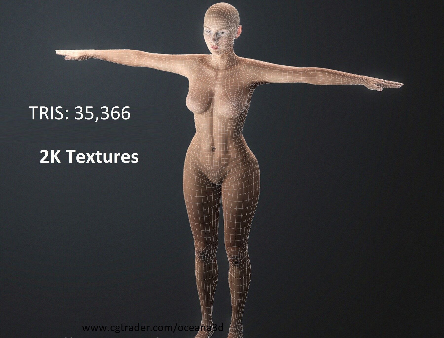 Realistic Female Unreal Engine Rigged Low-poly 3D model_2