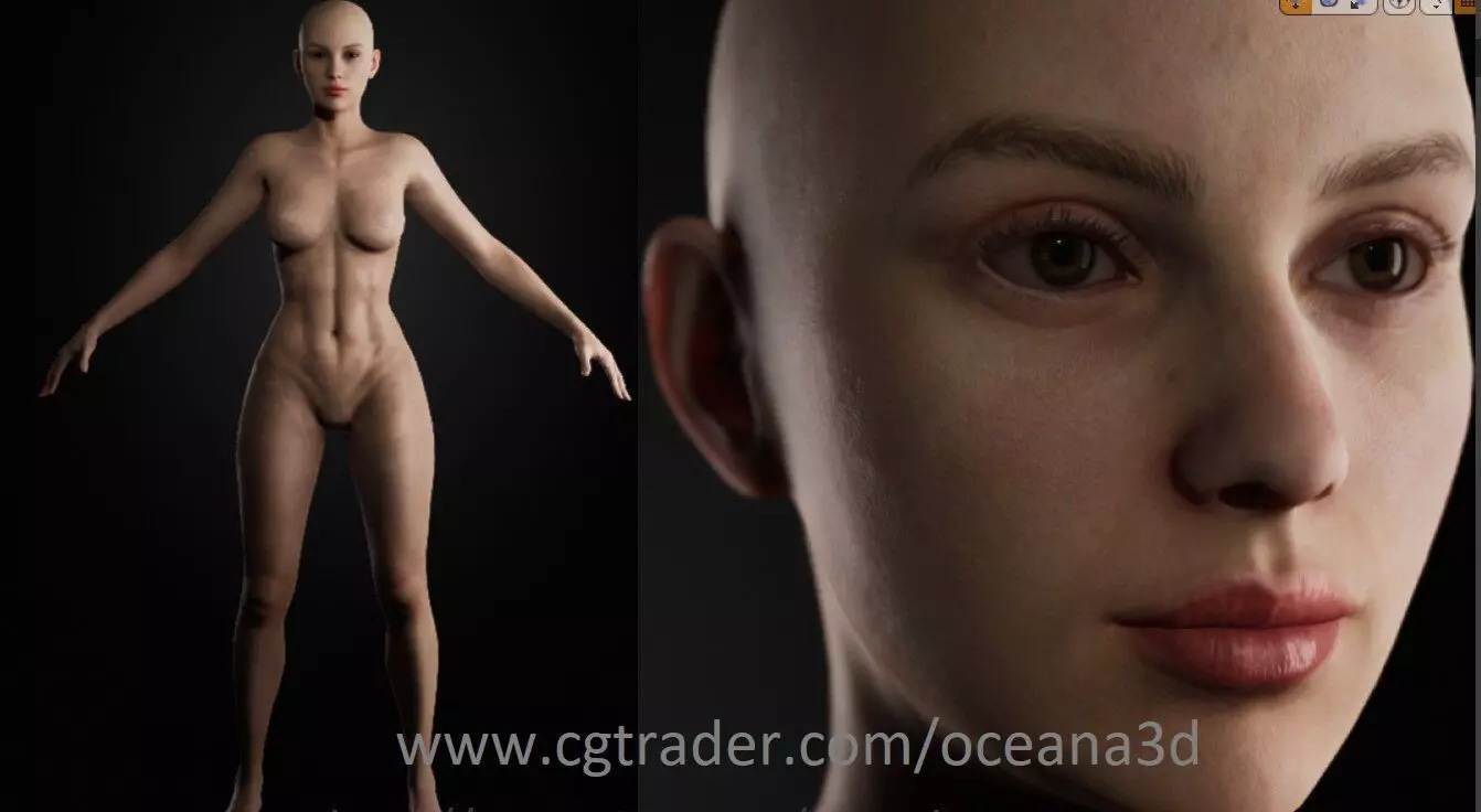 Realistic Female Unreal Engine Rigged Low-poly 3D model_0