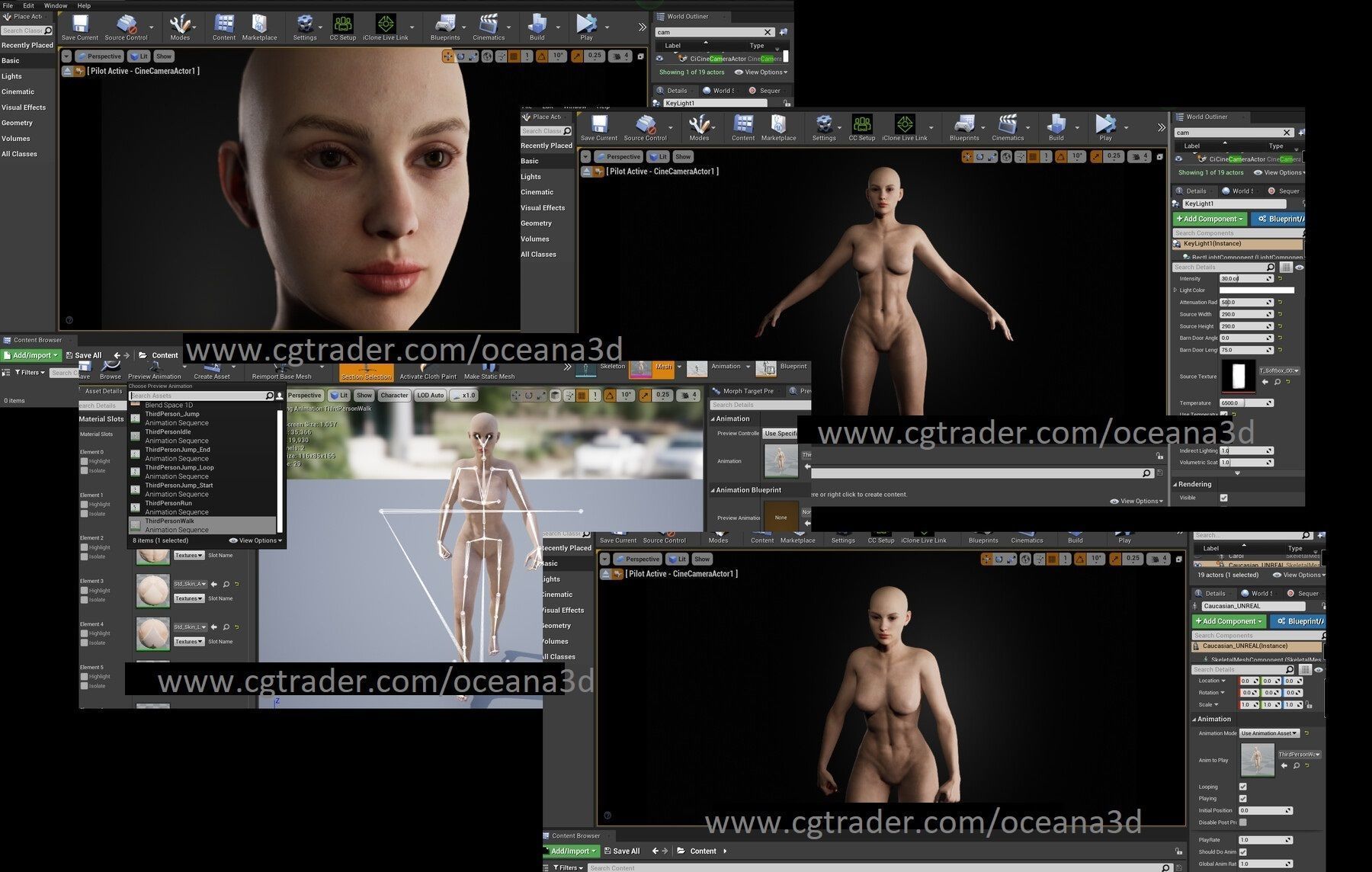 Realistic Female Unreal Engine Rigged Low-poly 3D model_1