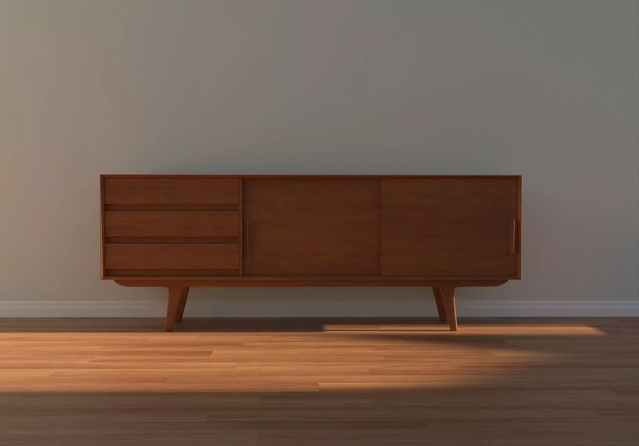 Danish Mid-century Modern Teak Sideboard 3D model_0