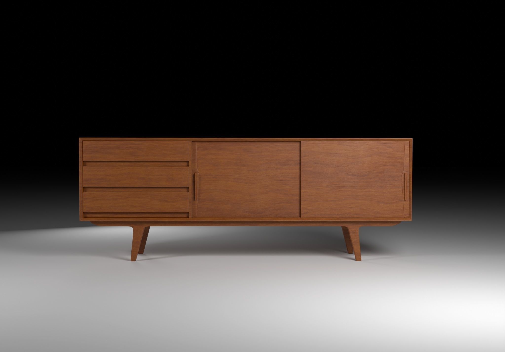 Danish Mid-century Modern Teak Sideboard 3D model_1