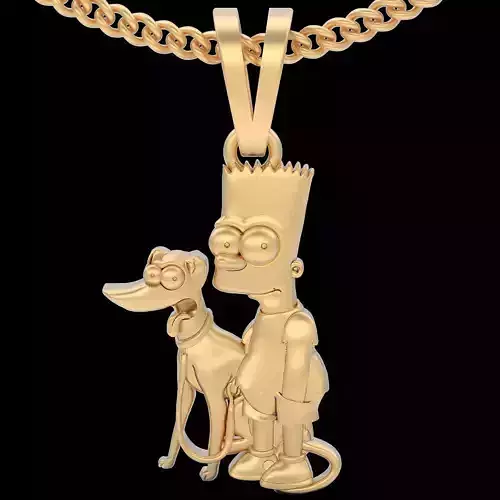 Bart Simpson pendant silver gold printable jewelry 3D model