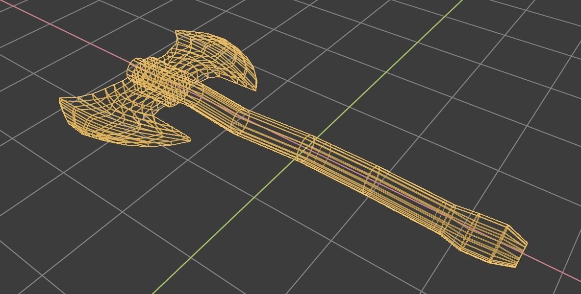 Double-Sided War Axe Low-poly 3D model_5