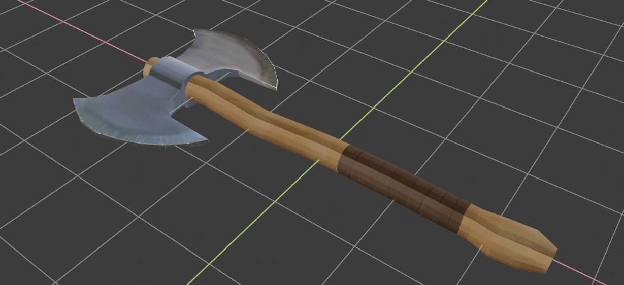Double-Sided War Axe Low-poly 3D model_4