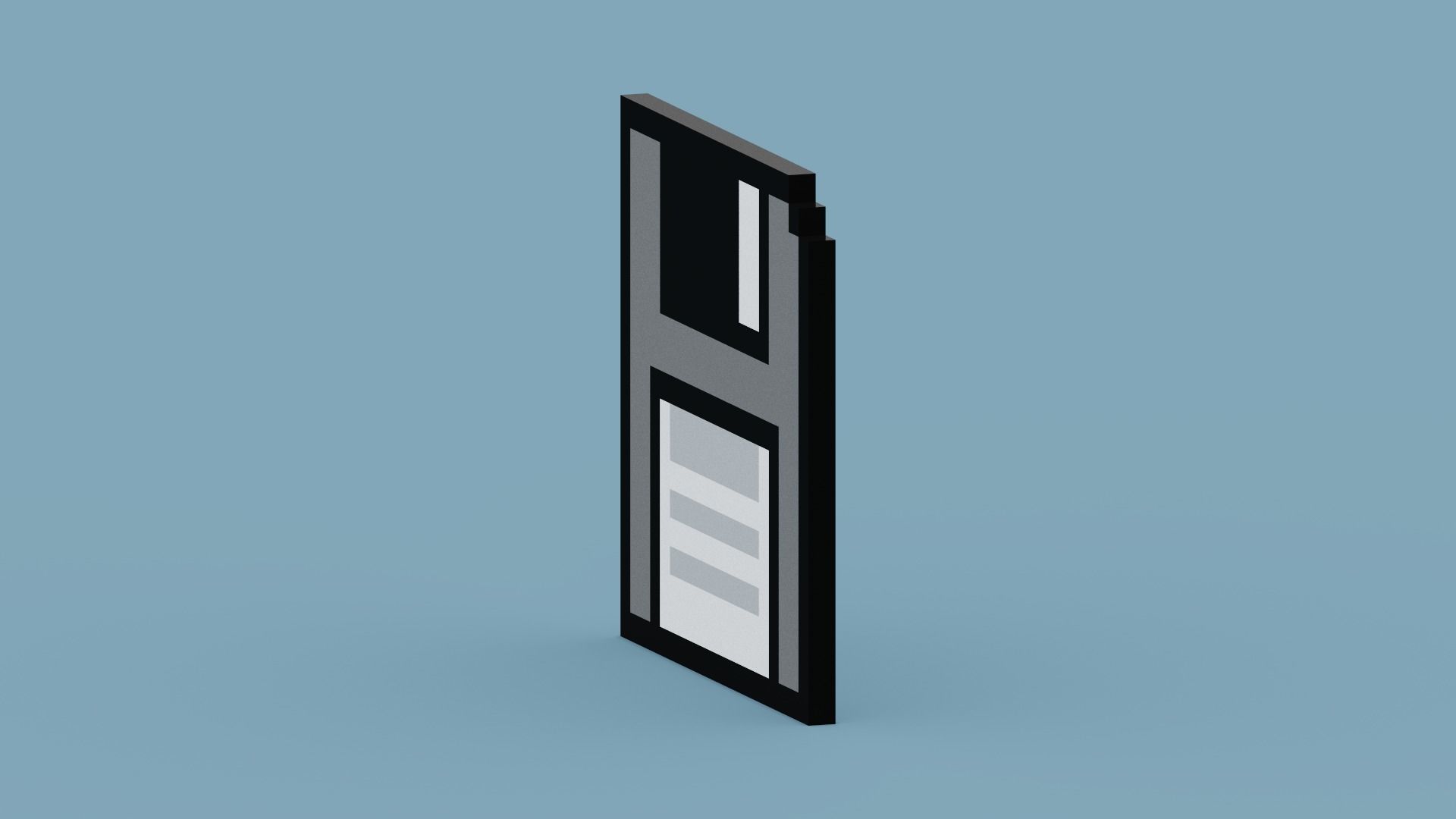 Pixel Floppy Disk  Low-poly 3D model_9
