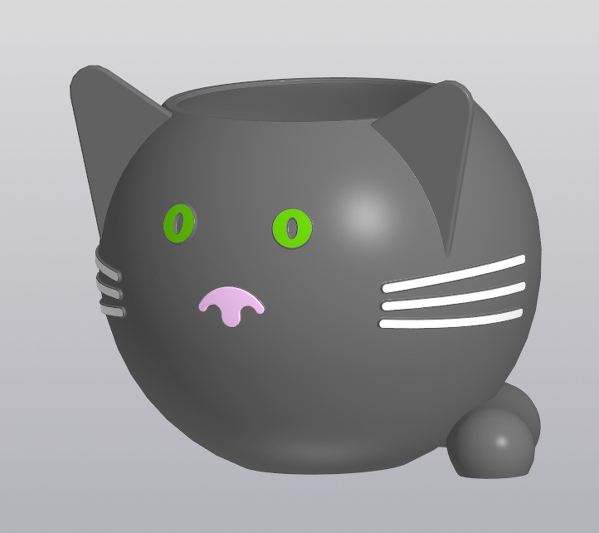 Crazy cat Planter Vase Holder for small things 3D print model_1