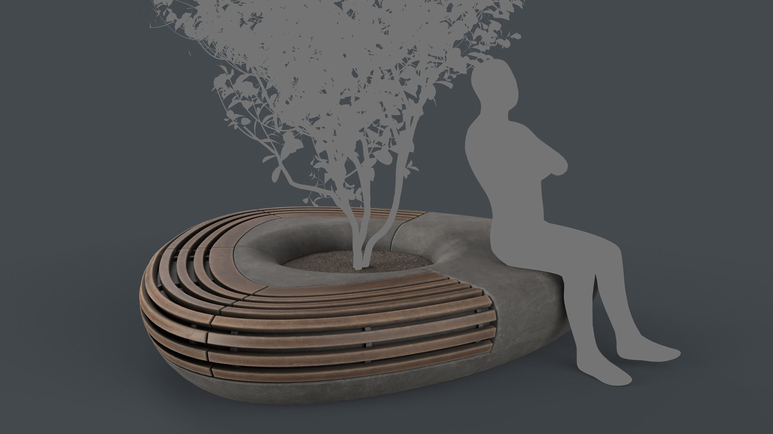 Modern Outdoor Bench 109 PBR Game Ready Low-poly 3D model_1