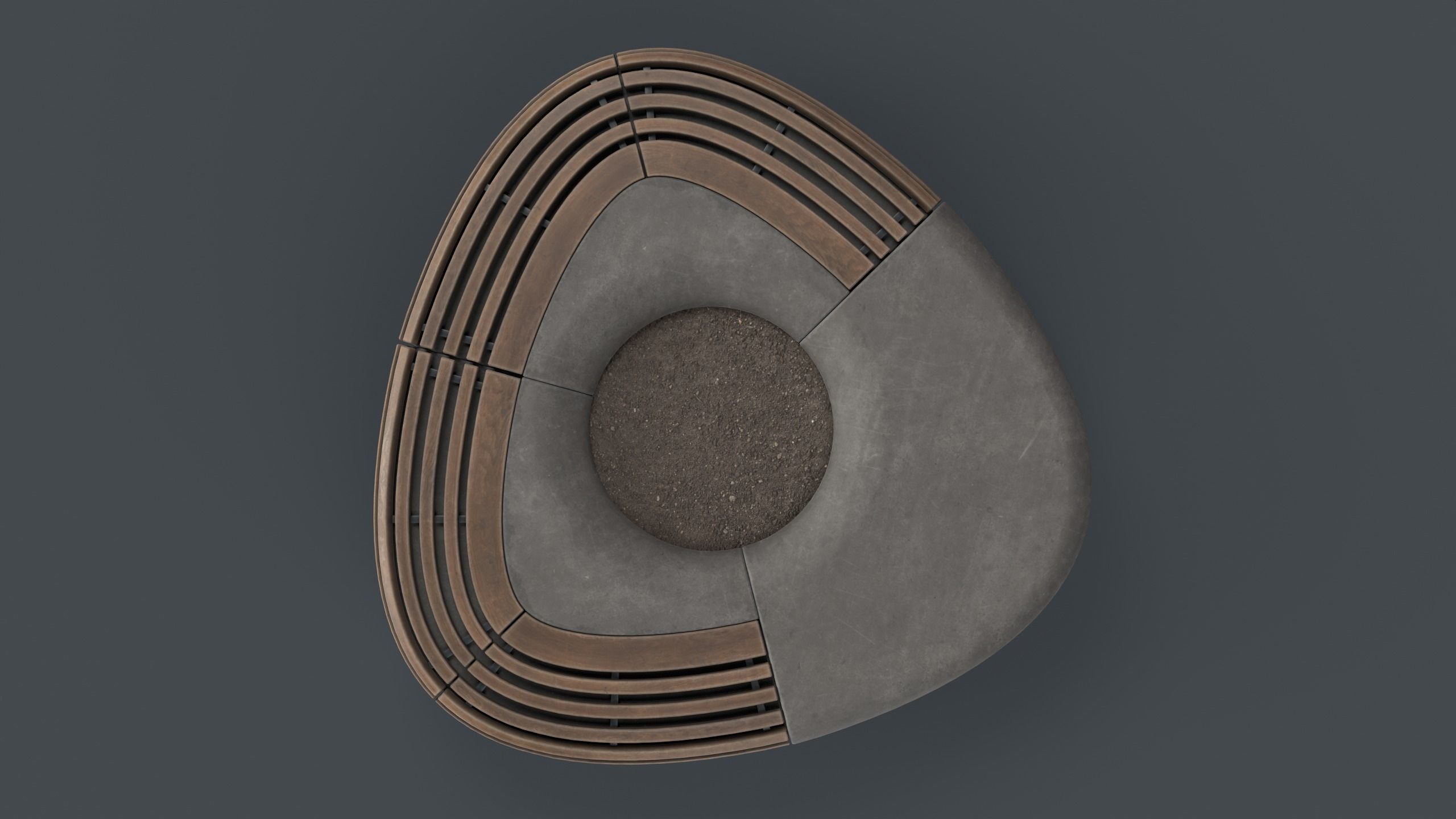 Modern Outdoor Bench 109 PBR Game Ready Low-poly 3D model_11