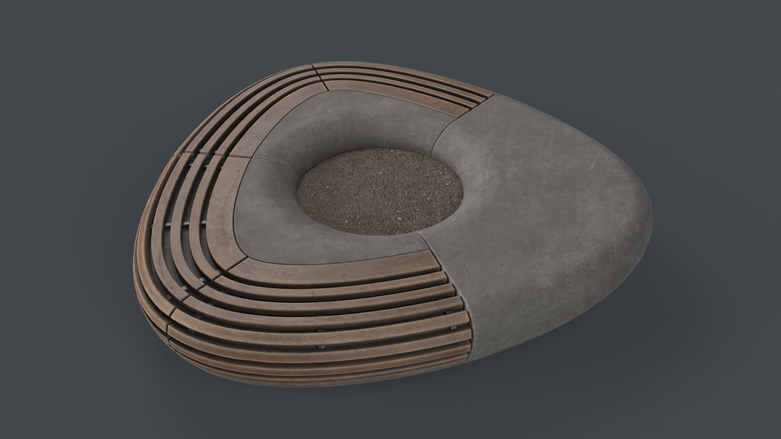 Modern Outdoor Bench 109 PBR Game Ready Low-poly 3D model_7