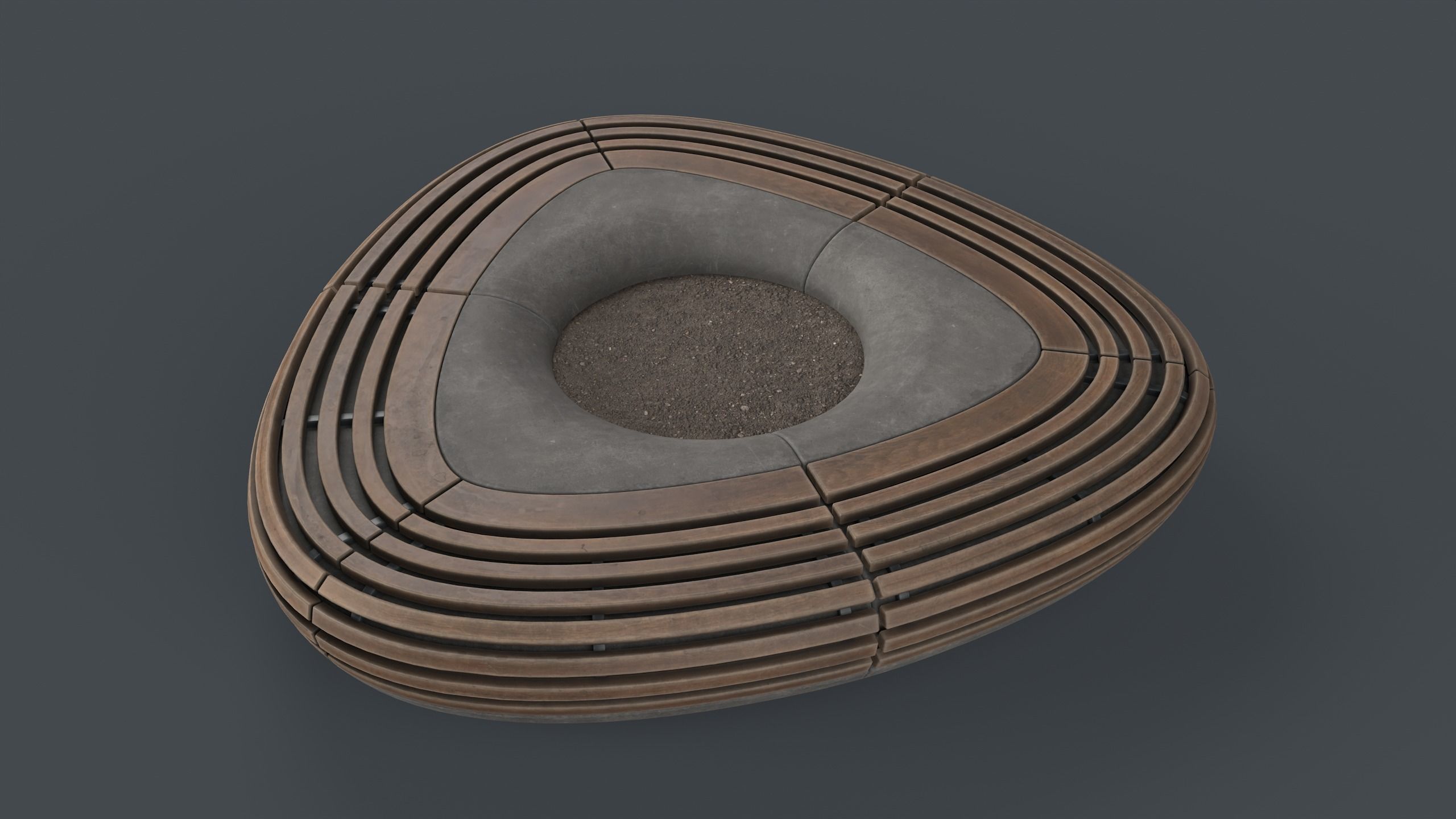 Modern Outdoor Bench 109 PBR Game Ready Low-poly 3D model_9