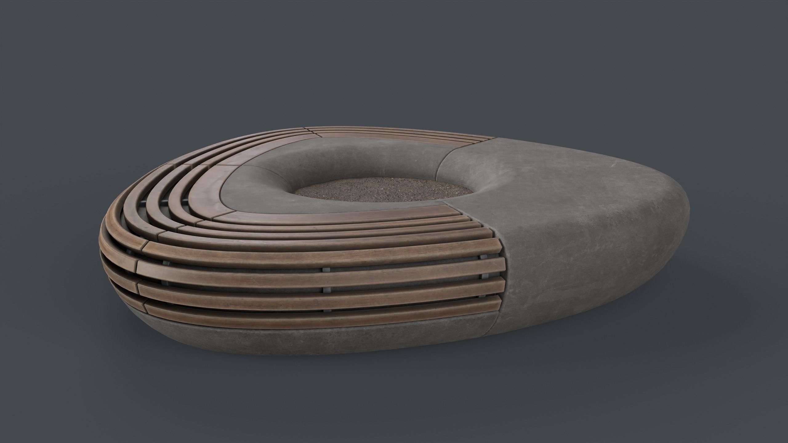 Modern Outdoor Bench 109 PBR Game Ready Low-poly 3D model_3