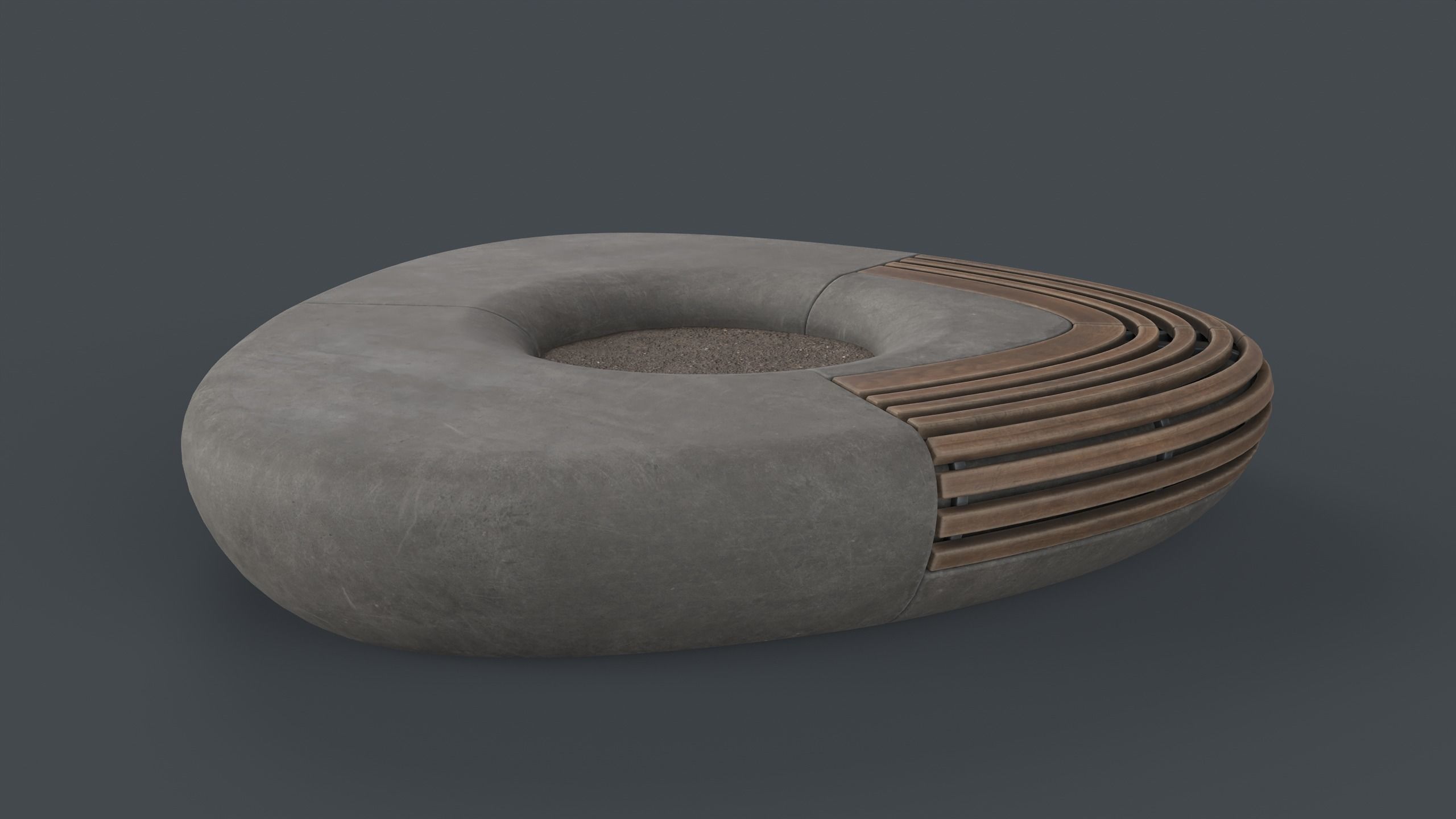 Modern Outdoor Bench 109 PBR Game Ready Low-poly 3D model_4