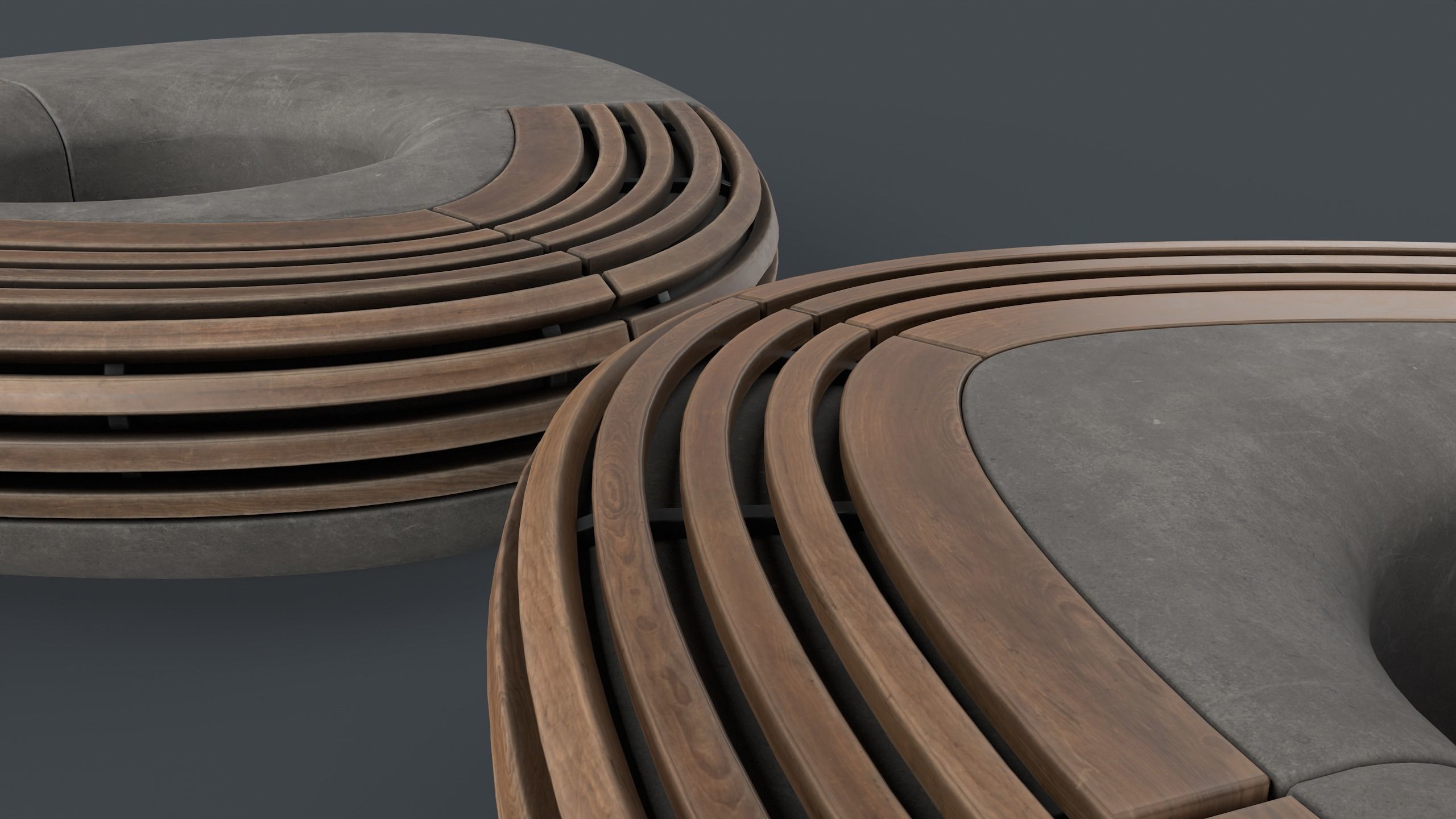 Modern Outdoor Bench 109 PBR Game Ready Low-poly 3D model_26