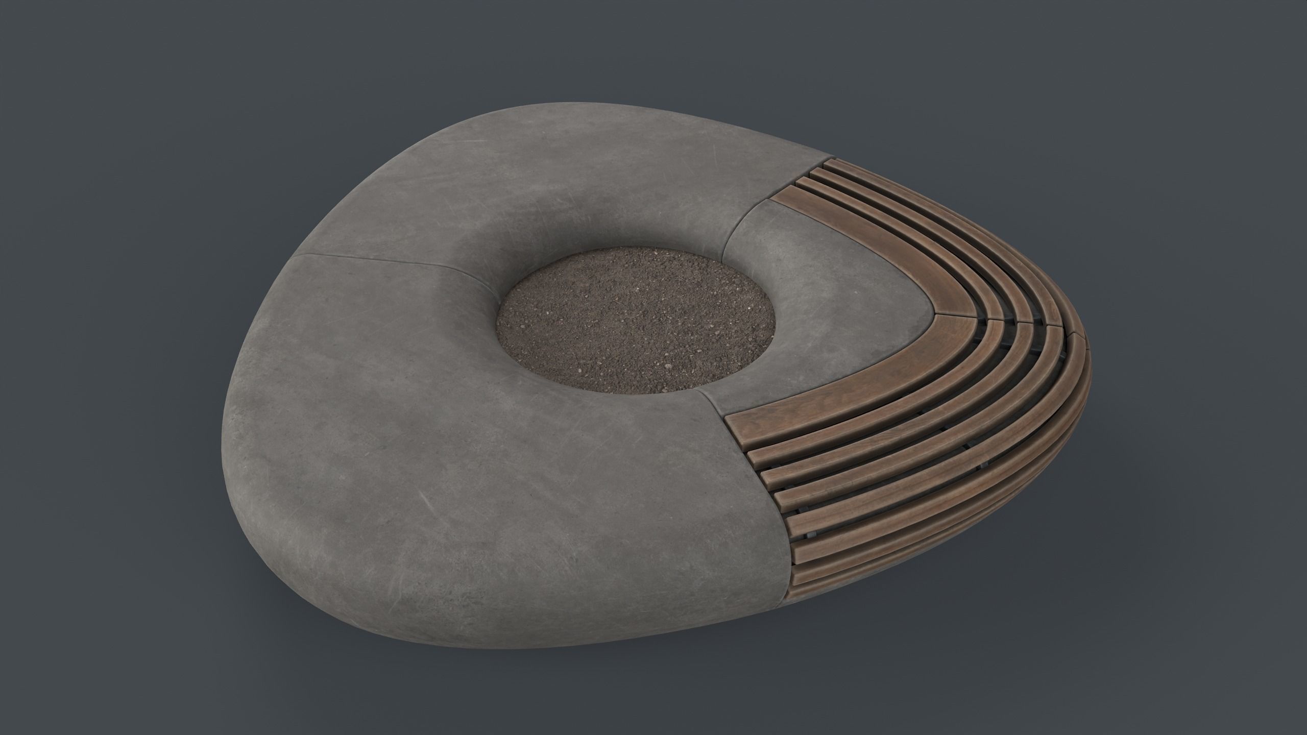 Modern Outdoor Bench 109 PBR Game Ready Low-poly 3D model_8