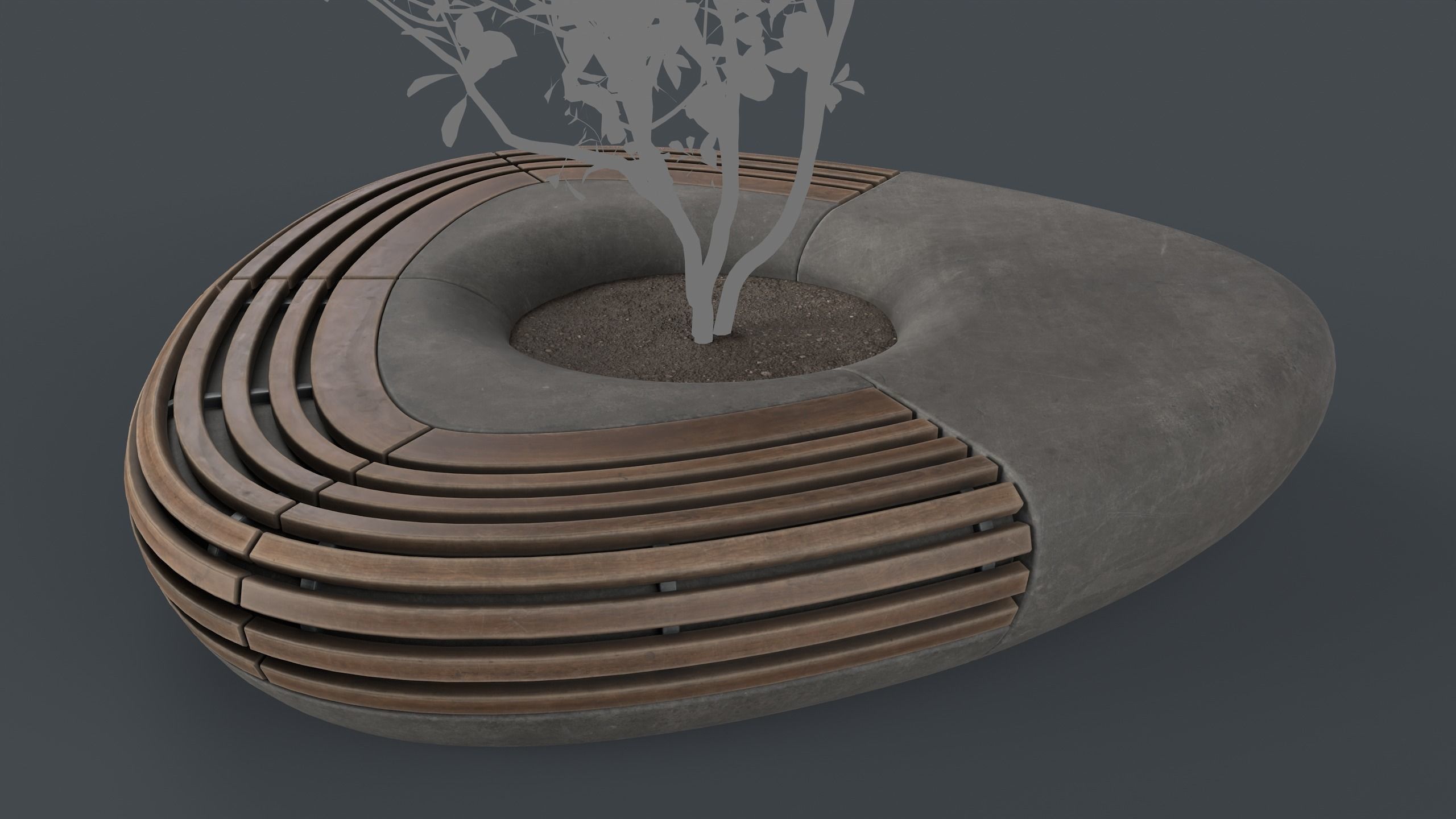 Modern Outdoor Bench 109 PBR Game Ready Low-poly 3D model_2