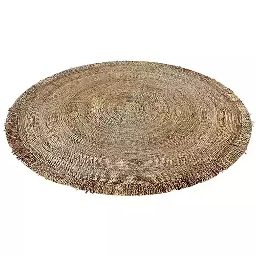 Aftas Hand Woven Jute Braided Rug Round Natural 3D model