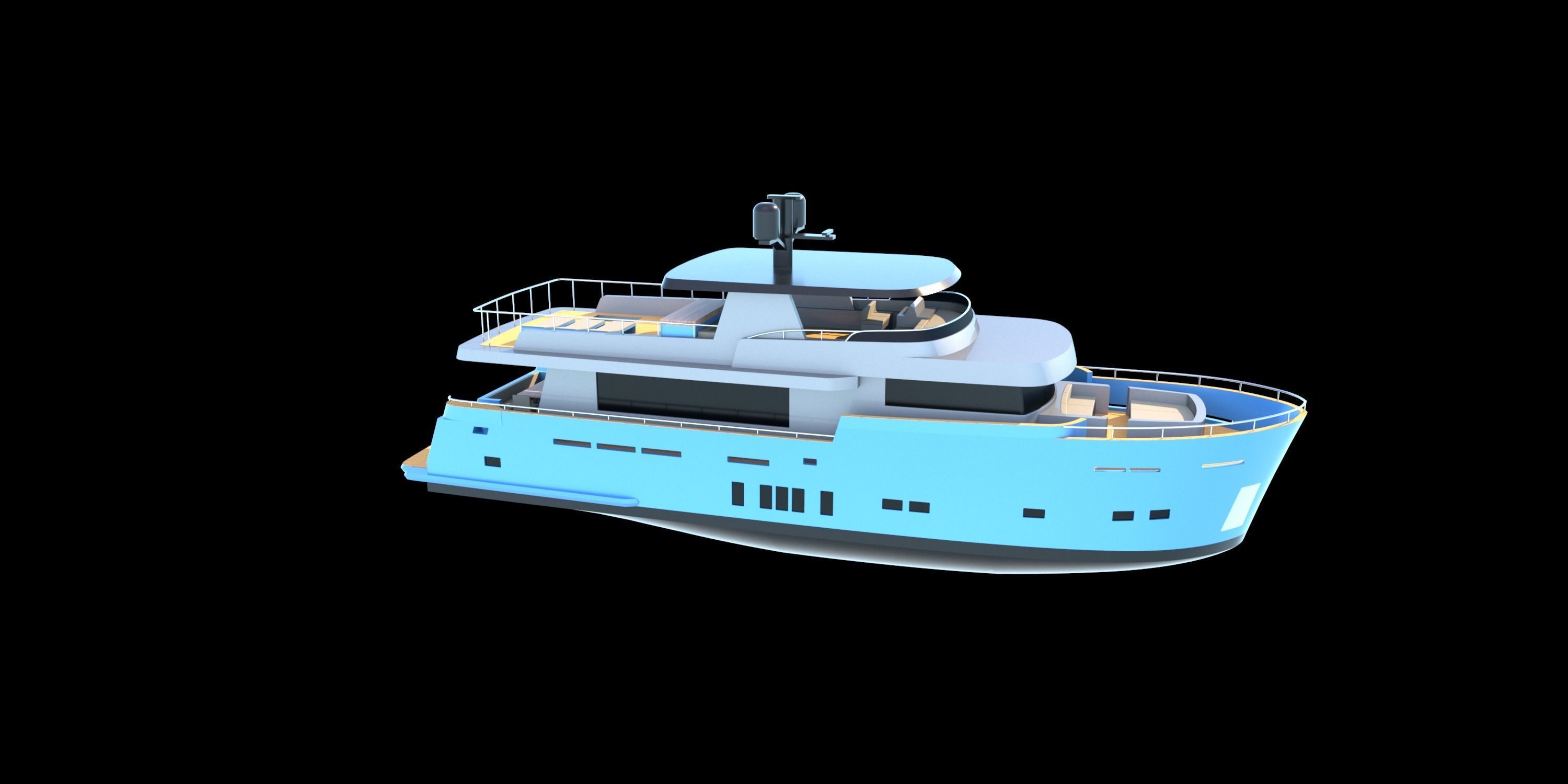 25 Meter Dutch Trawler Exterior Model 3D model_1