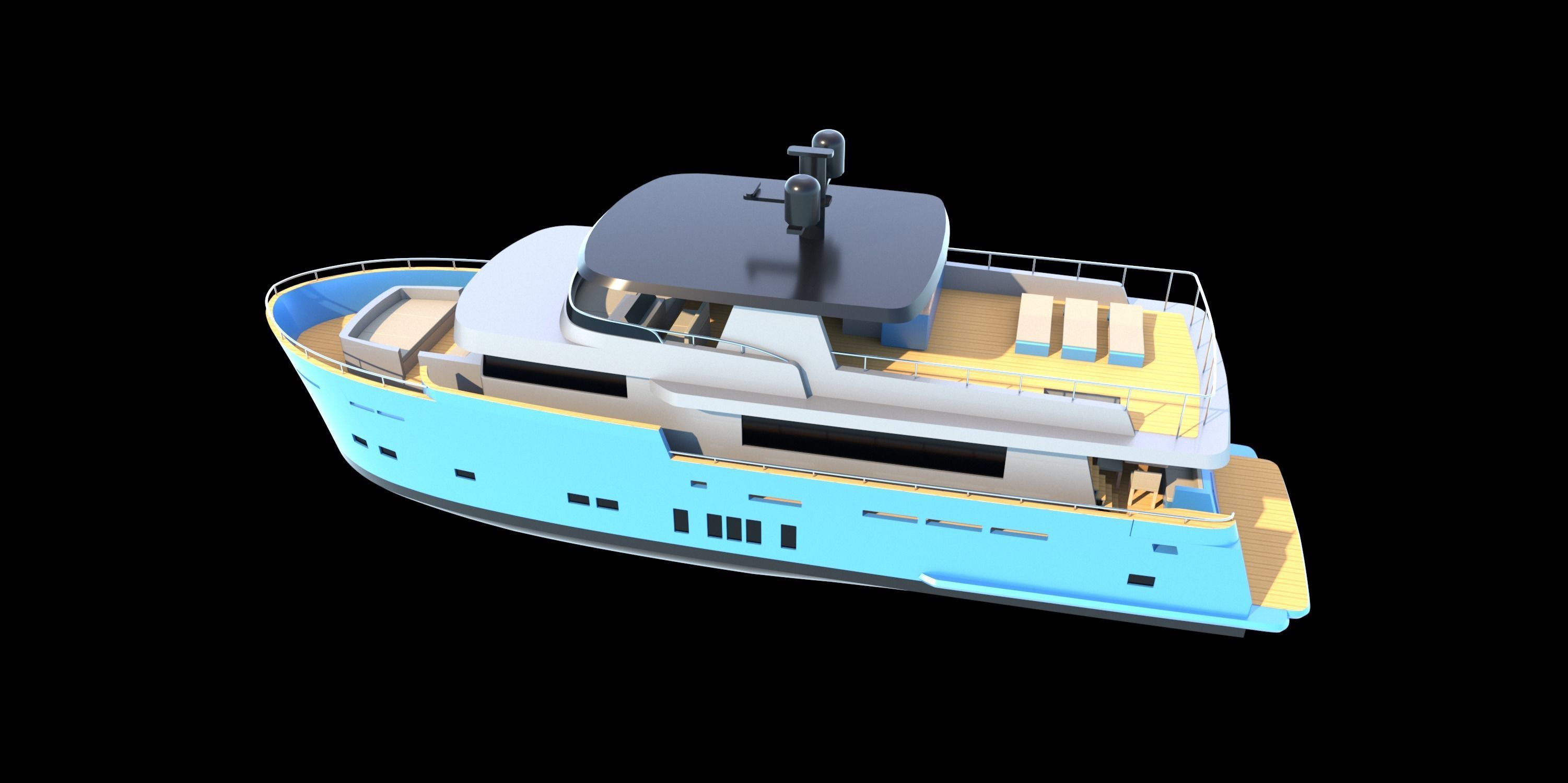 25 Meter Dutch Trawler Exterior Model 3D model_3