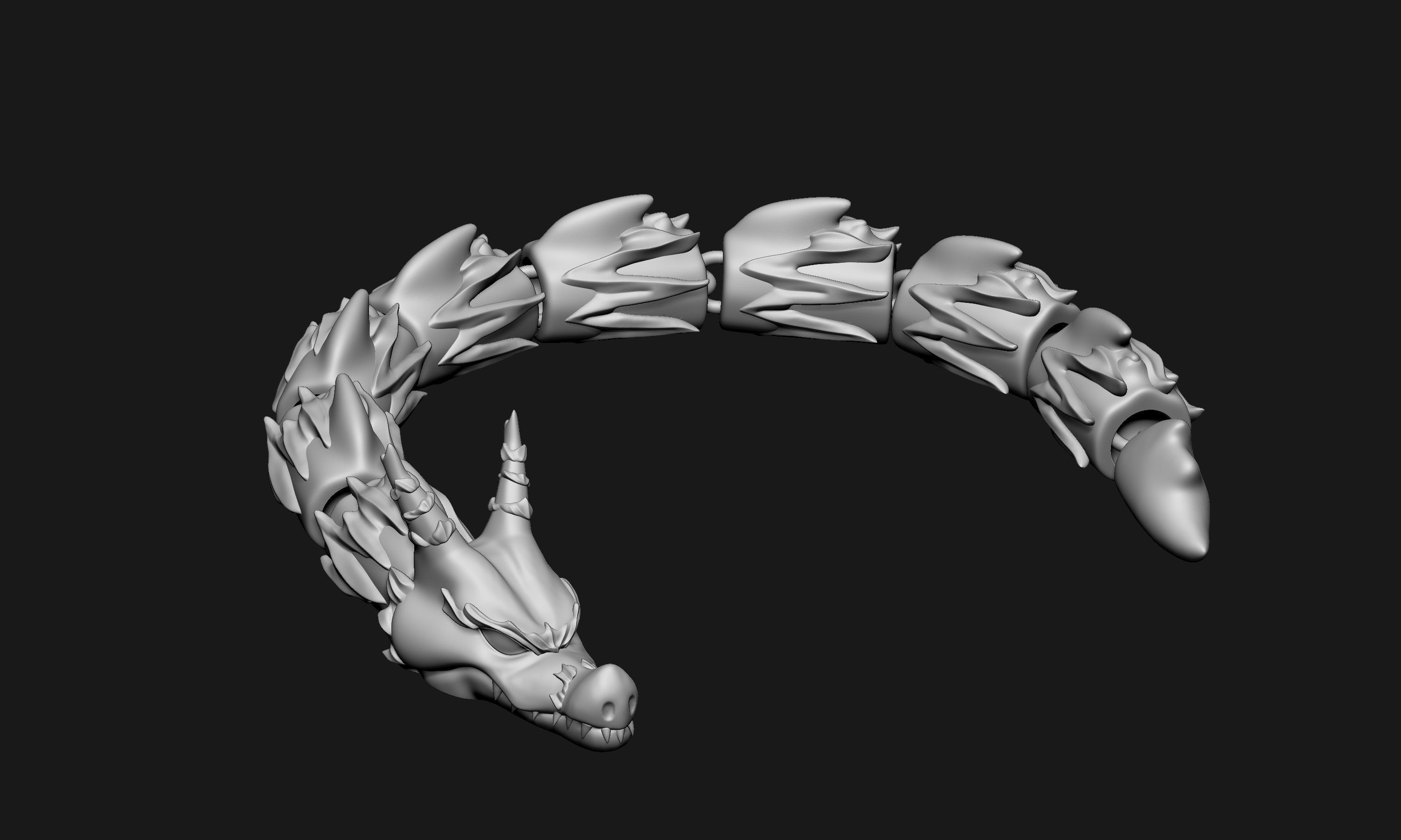 Articulated Flexi Water Dragon  Free 3D print model_8