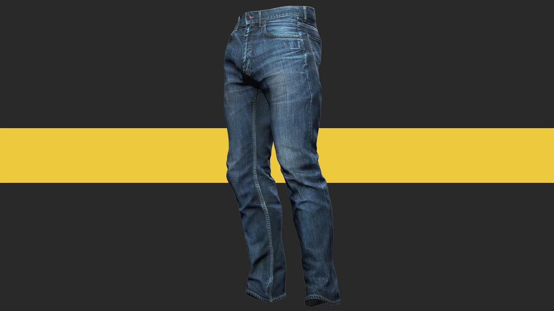 Realistic Bleu Jeans for Men Rigged Low-poly 3D model_4