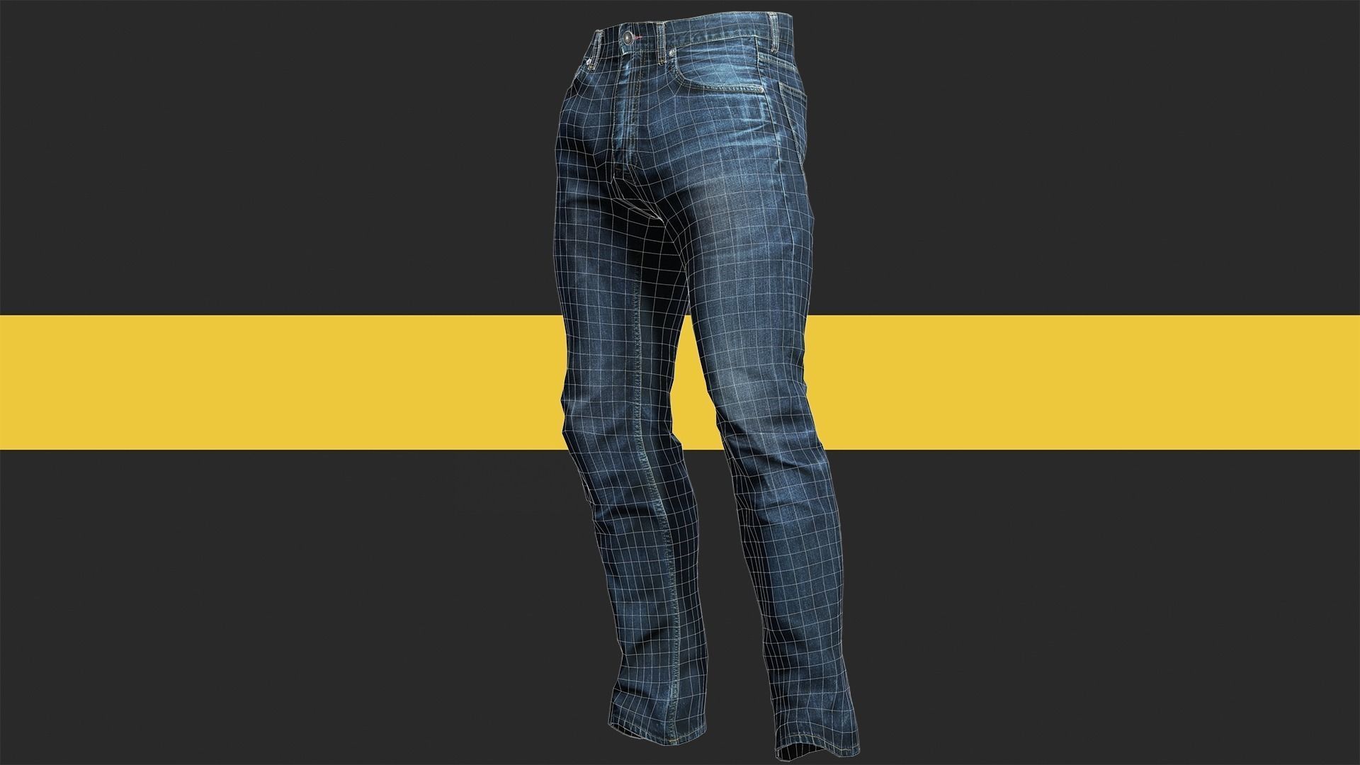 Realistic Bleu Jeans for Men Rigged Low-poly 3D model_19