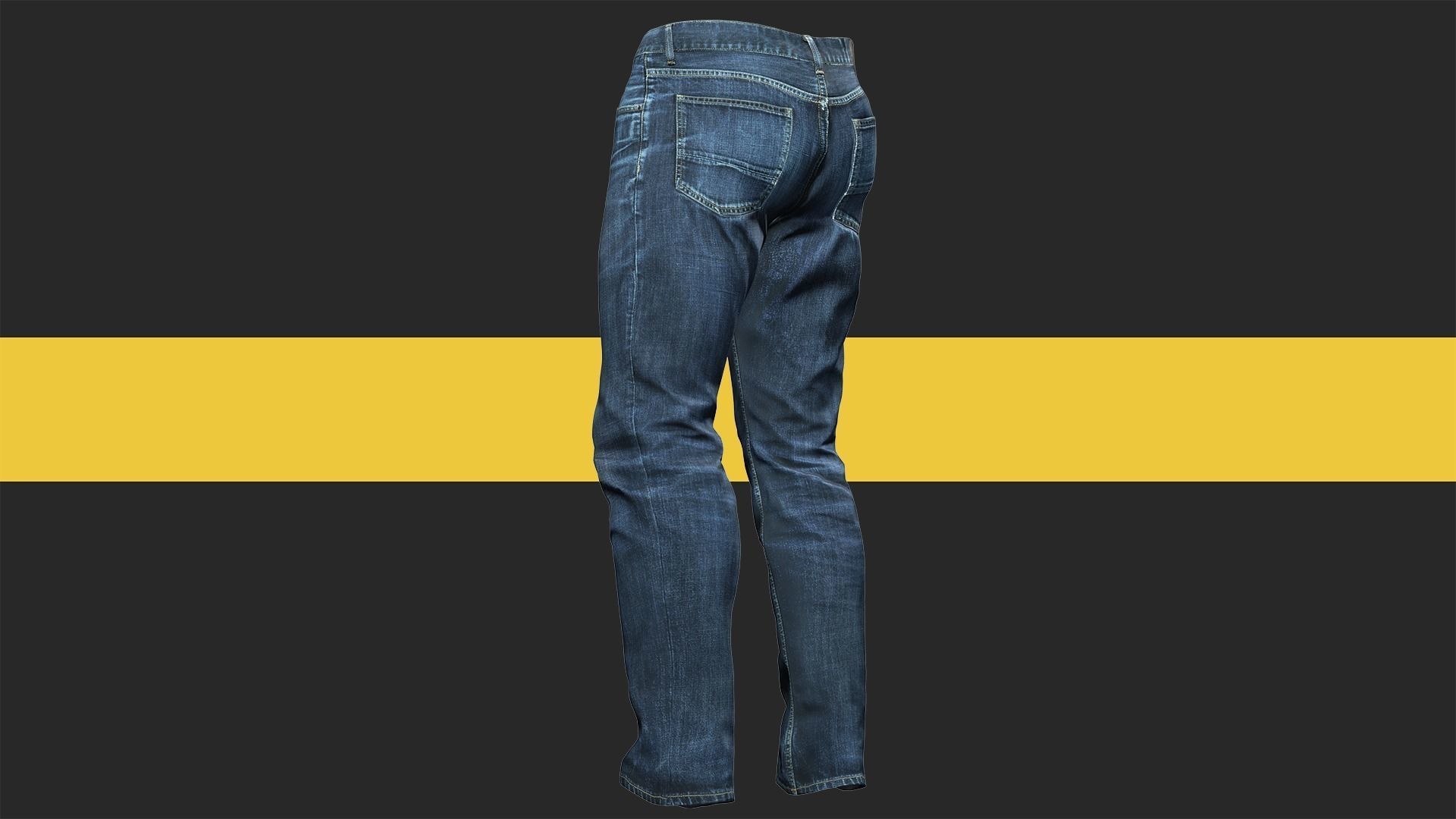 Realistic Bleu Jeans for Men Rigged Low-poly 3D model_5
