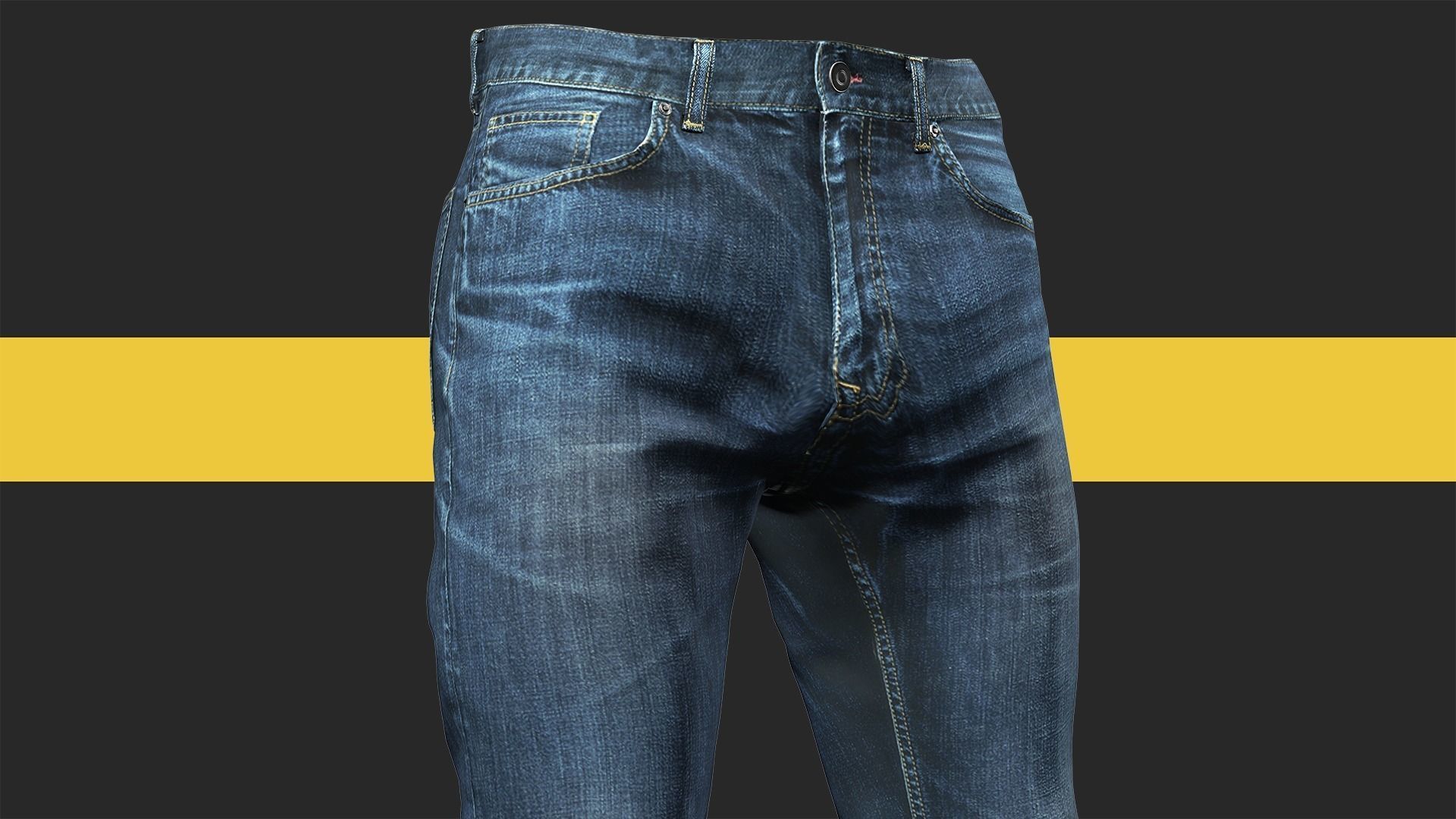 Realistic Bleu Jeans for Men Rigged Low-poly 3D model_13