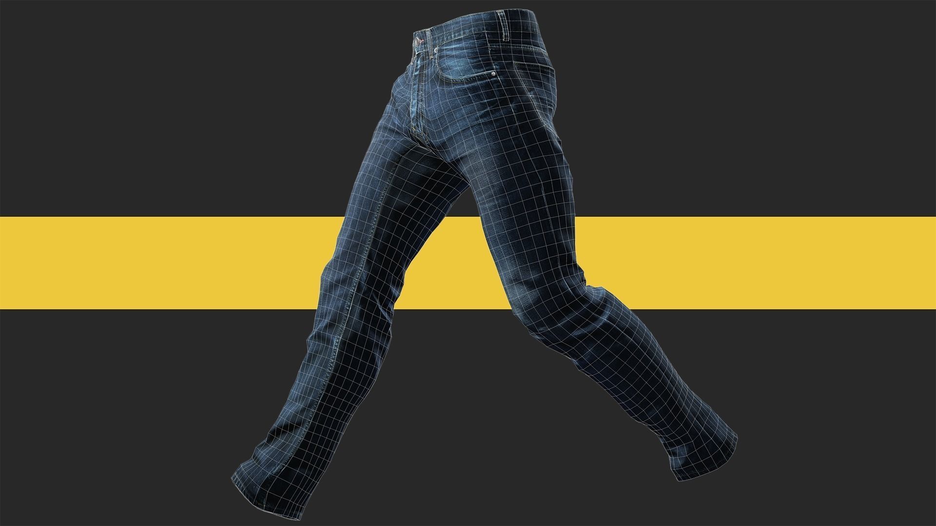 Realistic Bleu Jeans for Men Rigged Low-poly 3D model_17