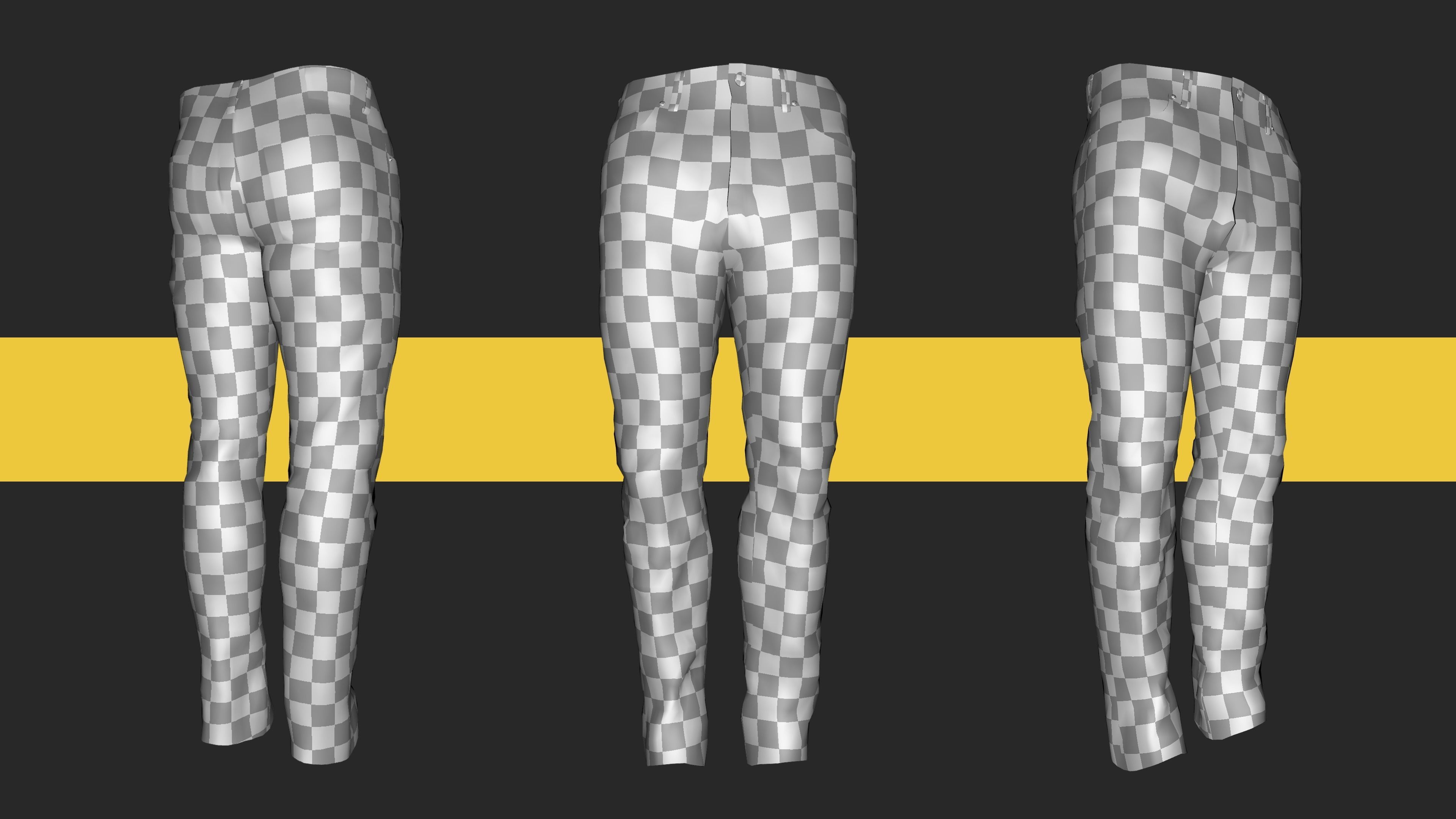 Realistic Bleu Jeans for Men Rigged Low-poly 3D model_25