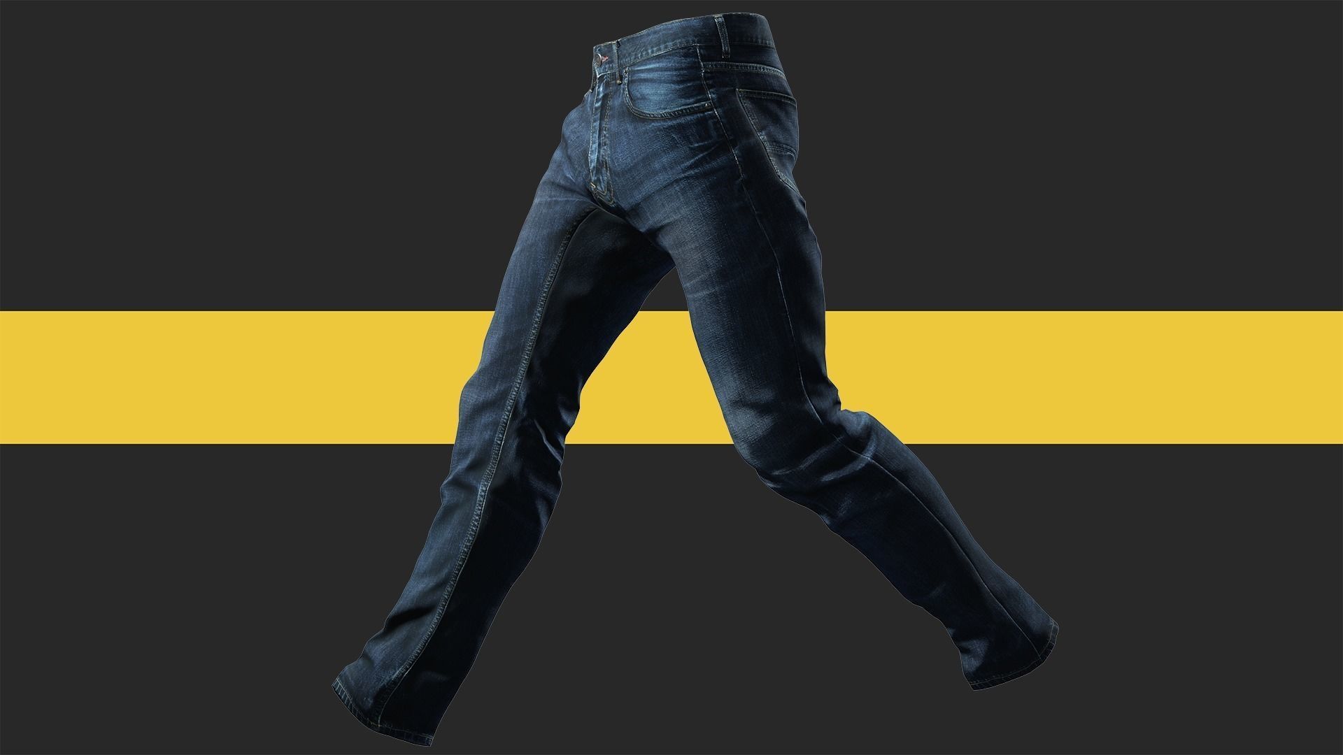 Realistic Bleu Jeans for Men Rigged Low-poly 3D model_16