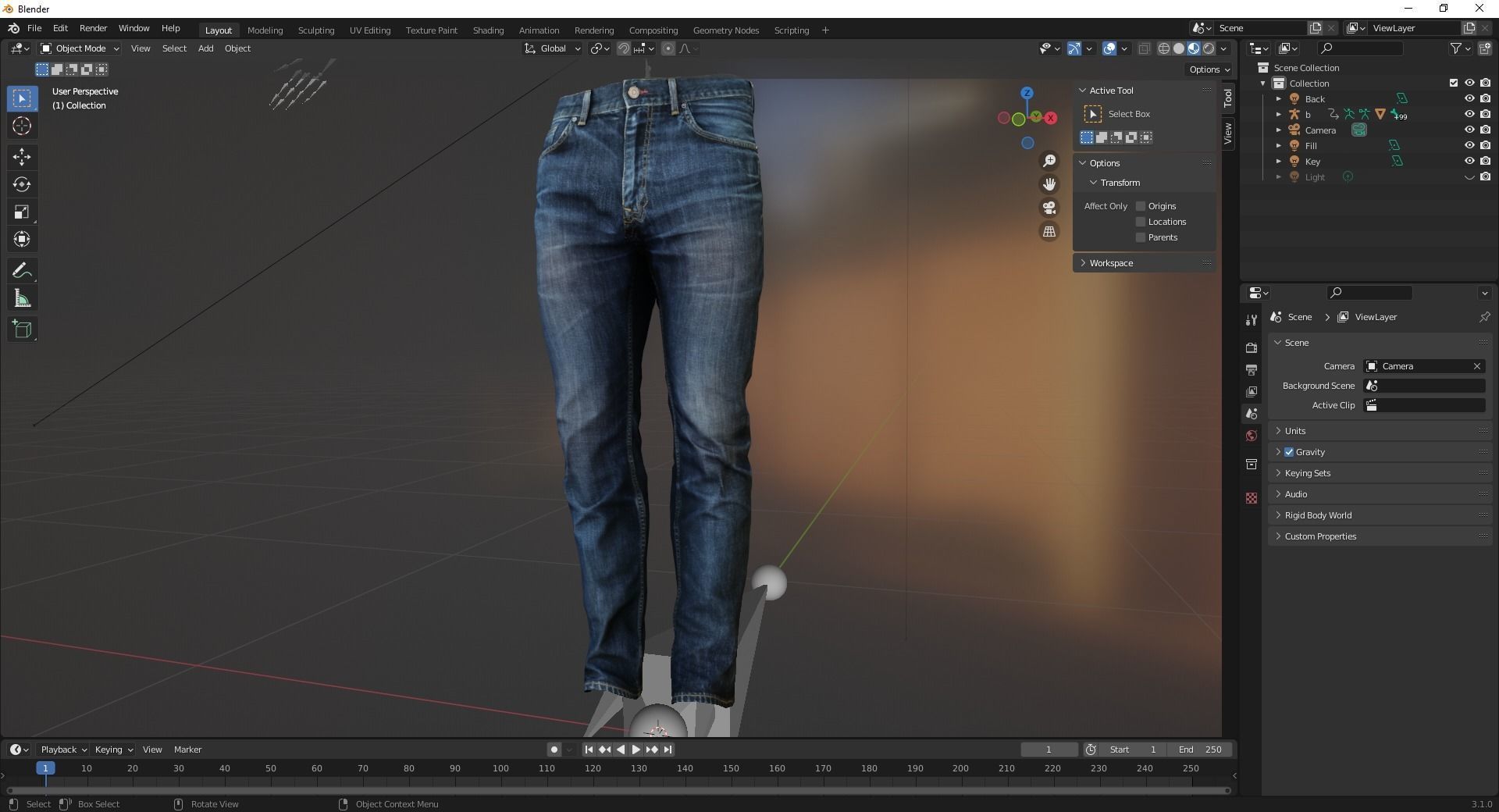 Realistic Bleu Jeans for Men Rigged Low-poly 3D model_26