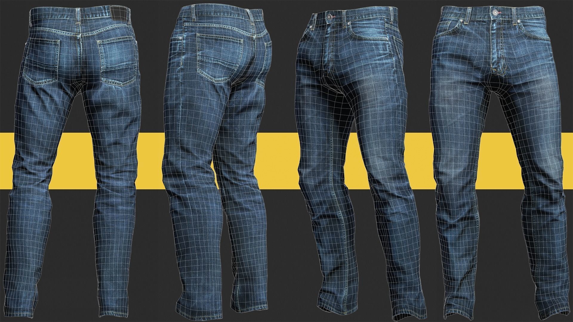 Realistic Bleu Jeans for Men Rigged Low-poly 3D model_6