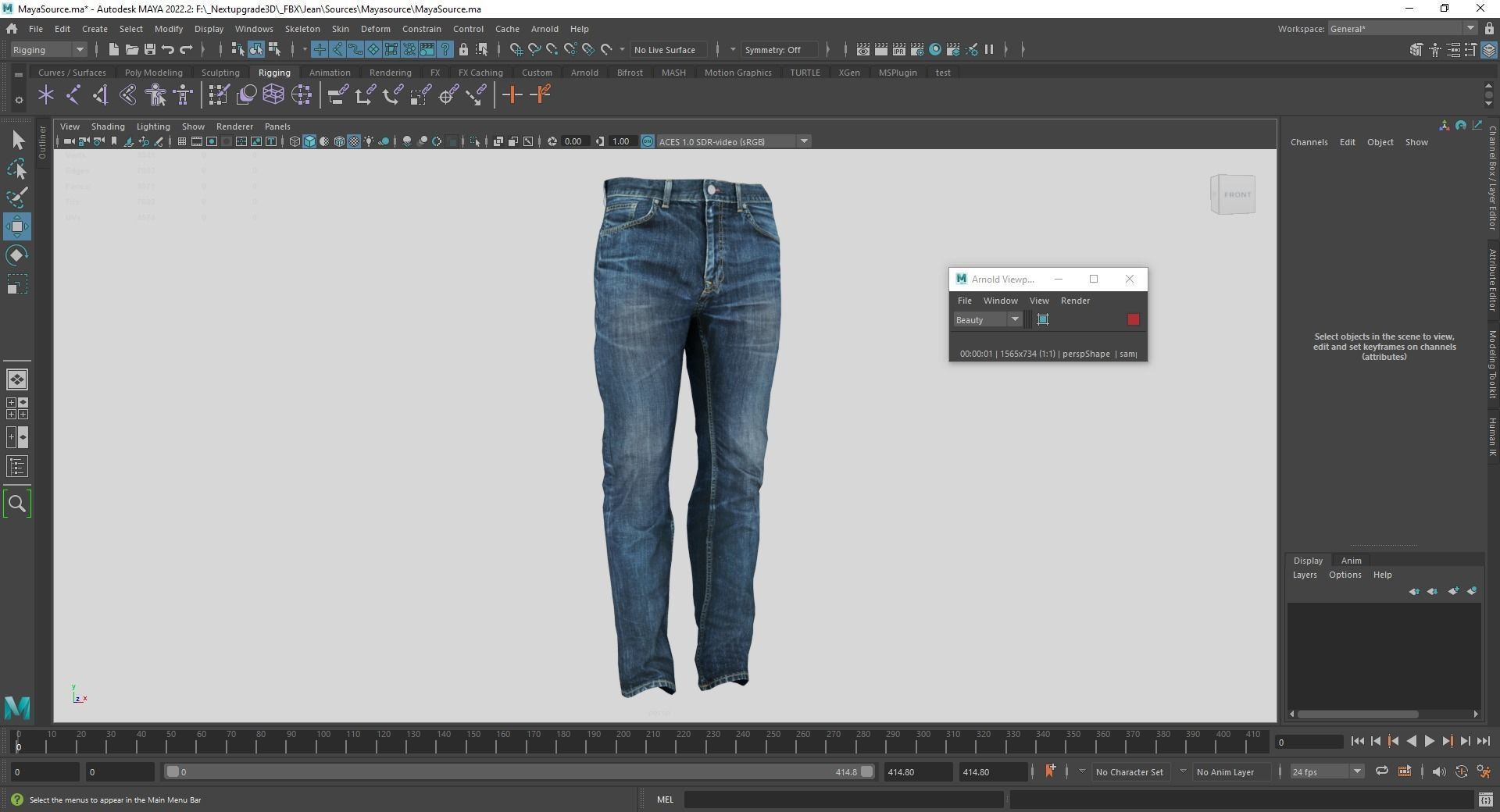 Realistic Bleu Jeans for Men Rigged Low-poly 3D model_33