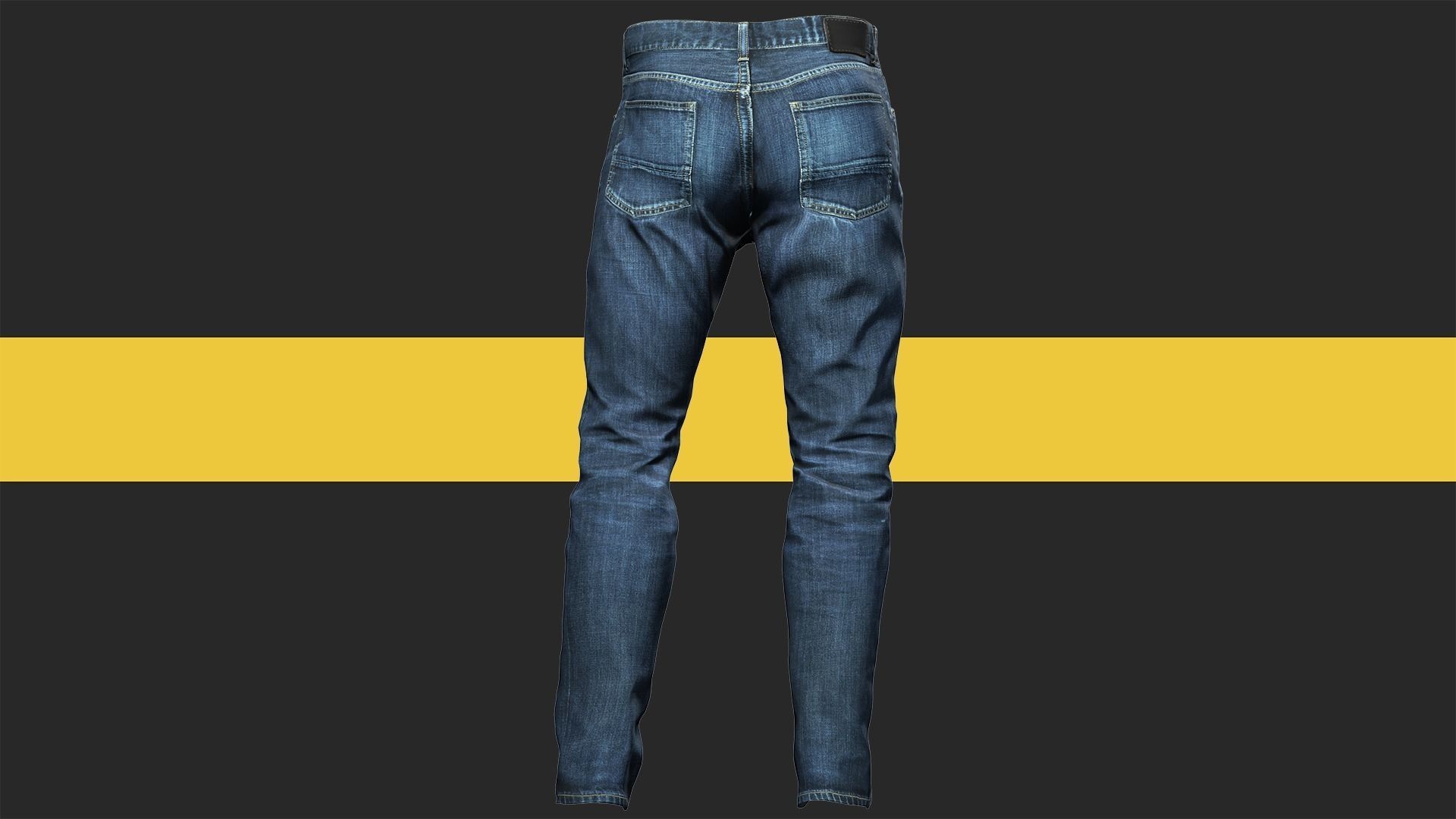 Realistic Bleu Jeans for Men Rigged Low-poly 3D model_8