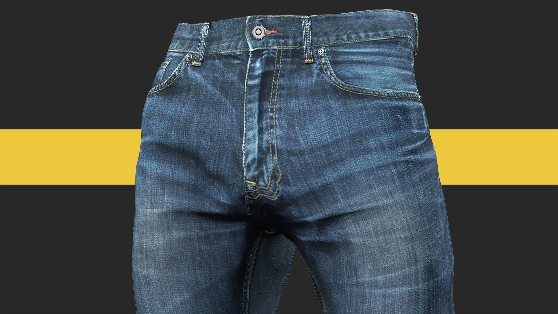 Realistic Bleu Jeans for Men Rigged Low-poly 3D model_14