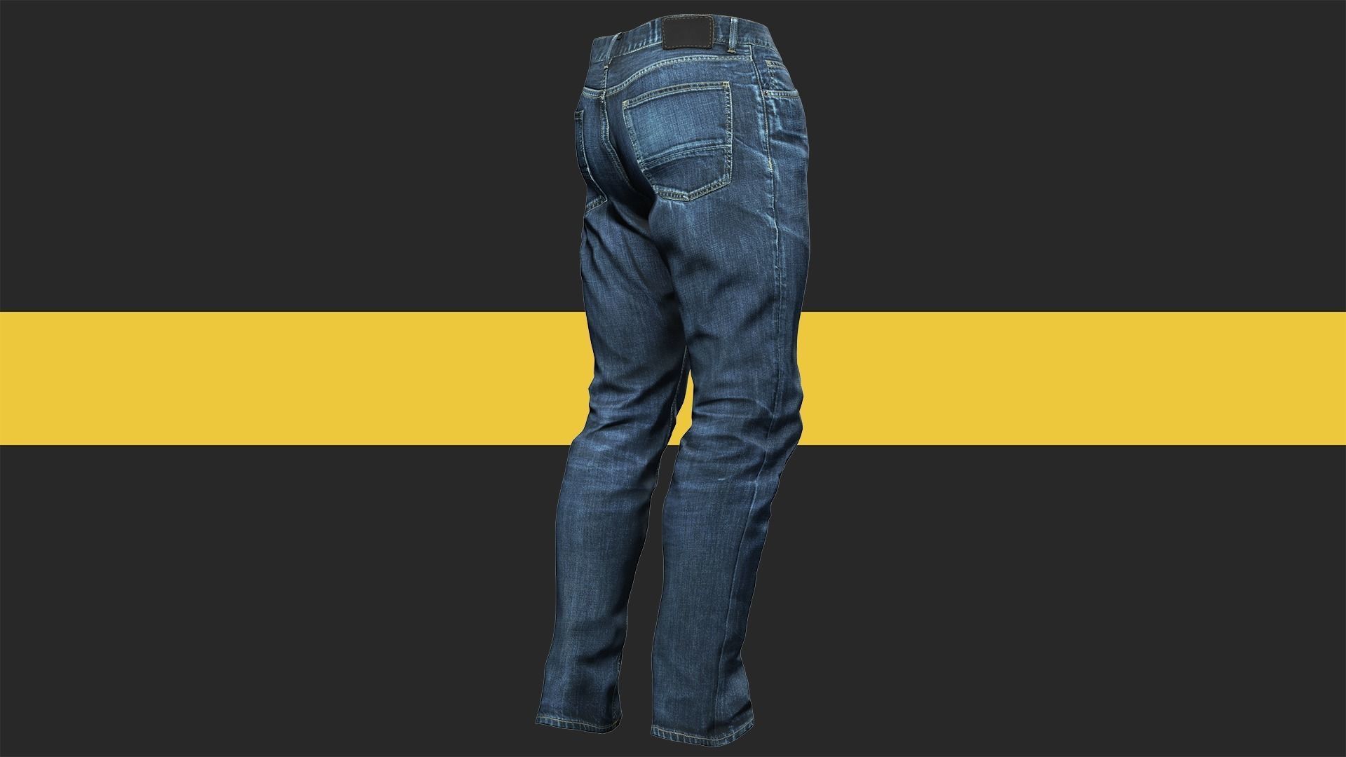 Realistic Bleu Jeans for Men Rigged Low-poly 3D model_11