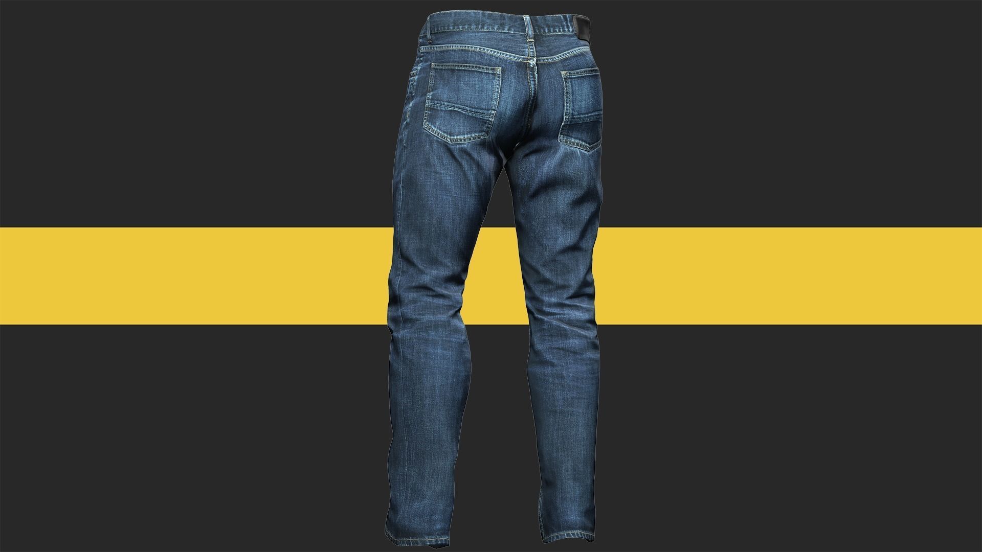 Realistic Bleu Jeans for Men Rigged Low-poly 3D model_7