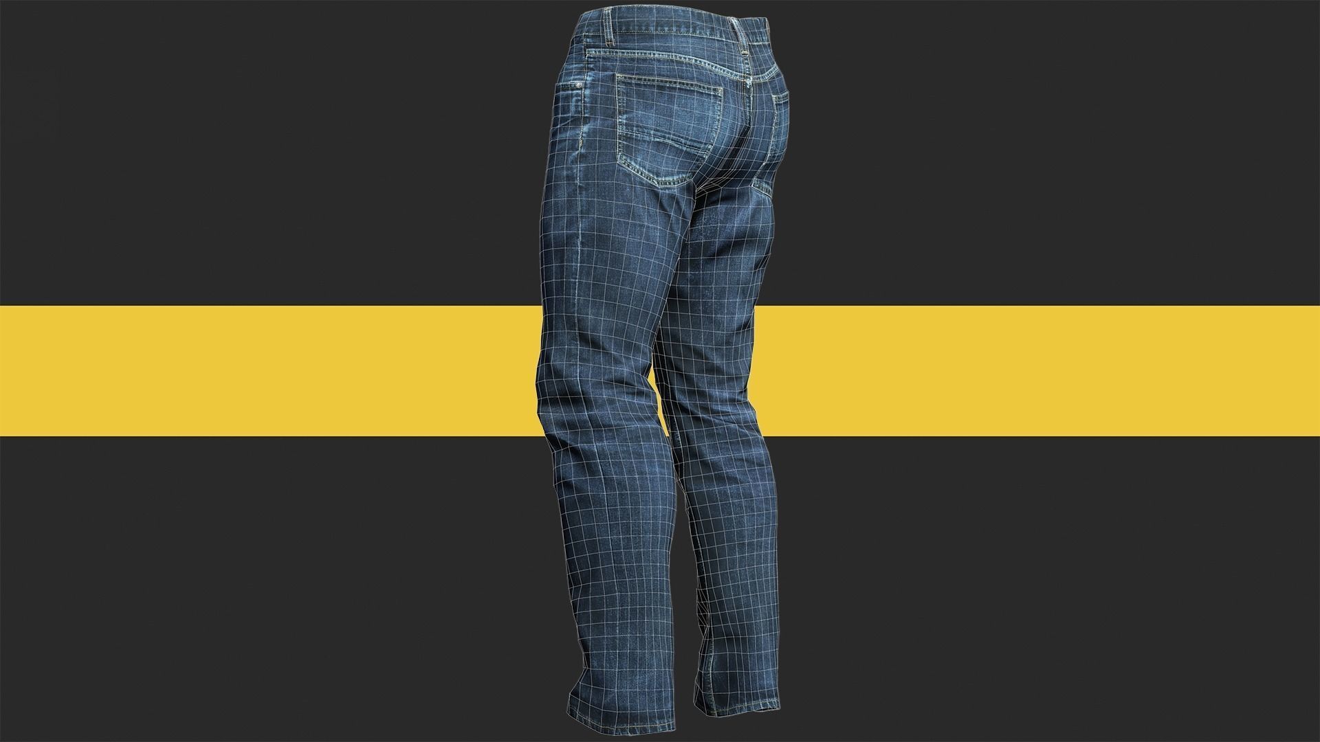 Realistic Bleu Jeans for Men Rigged Low-poly 3D model_20