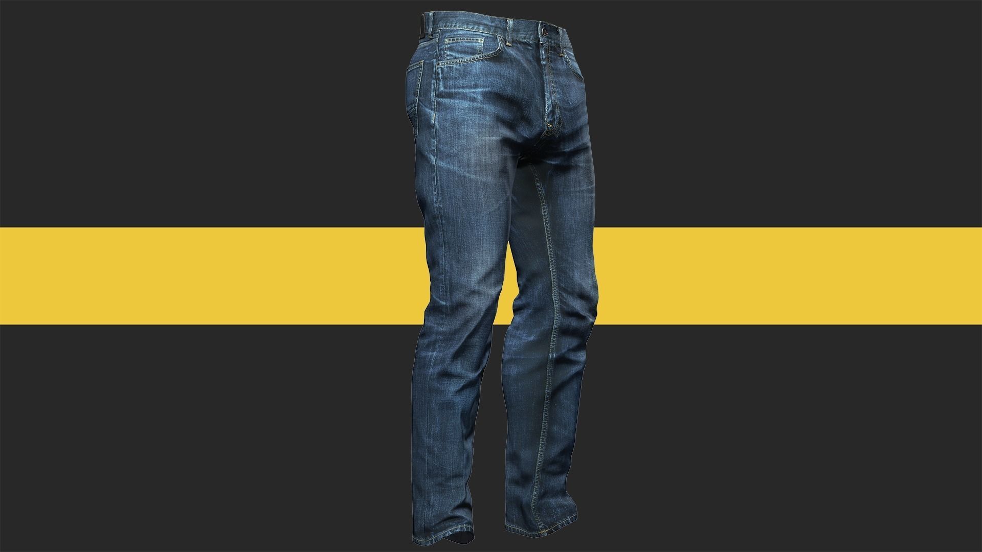 Realistic Bleu Jeans for Men Rigged Low-poly 3D model_12