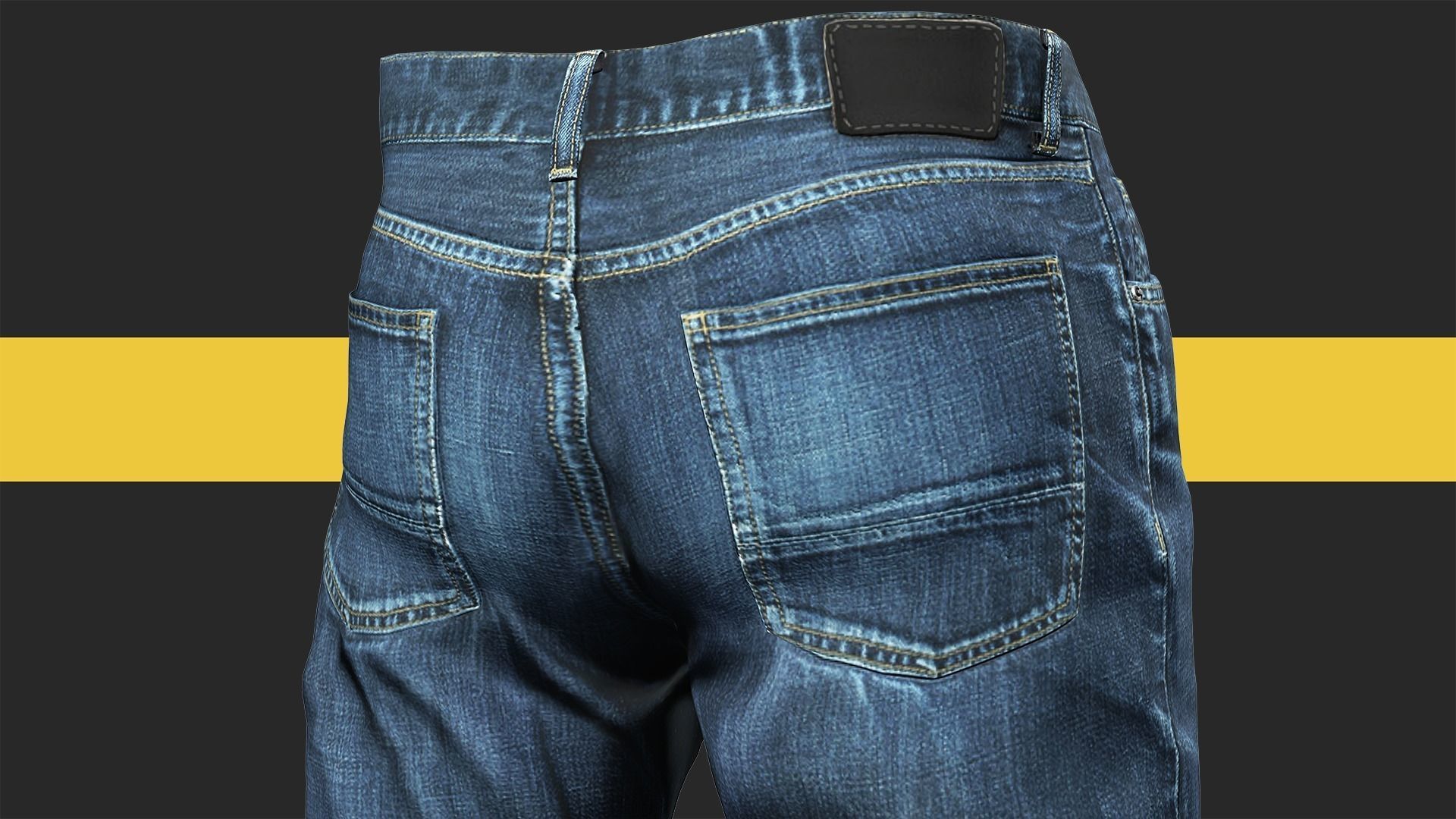 Realistic Bleu Jeans for Men Rigged Low-poly 3D model_10