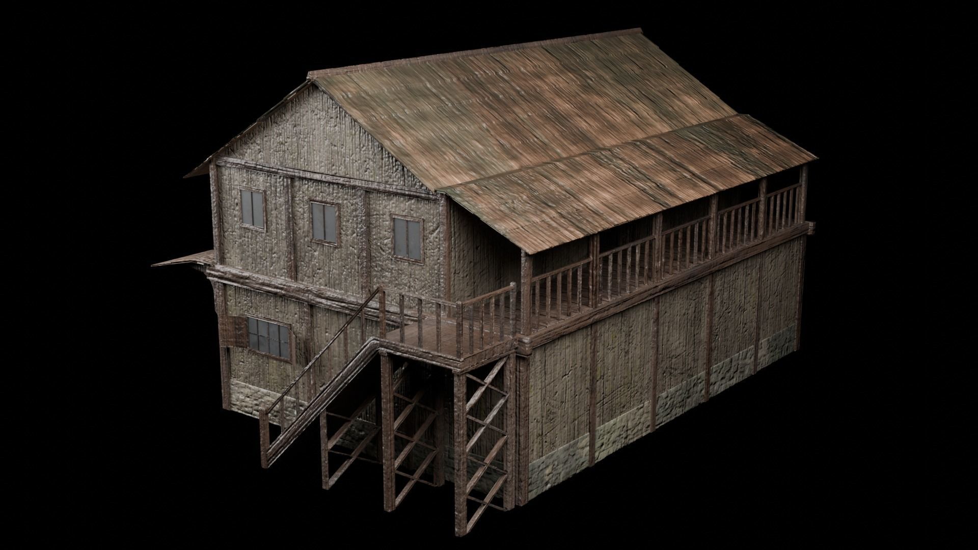 6 medieval house Low-poly 3D model_10