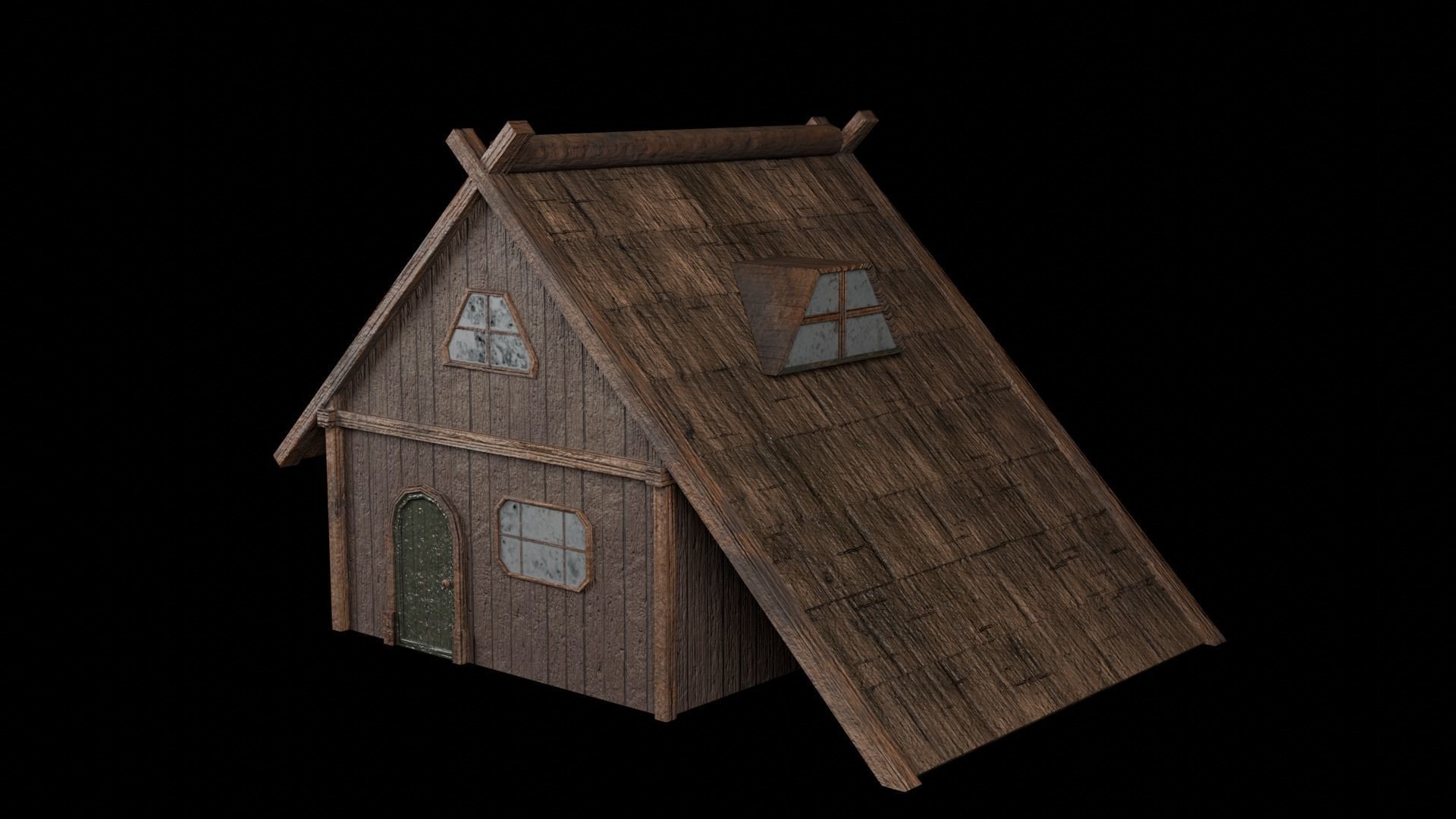 6 medieval house Low-poly 3D model_5