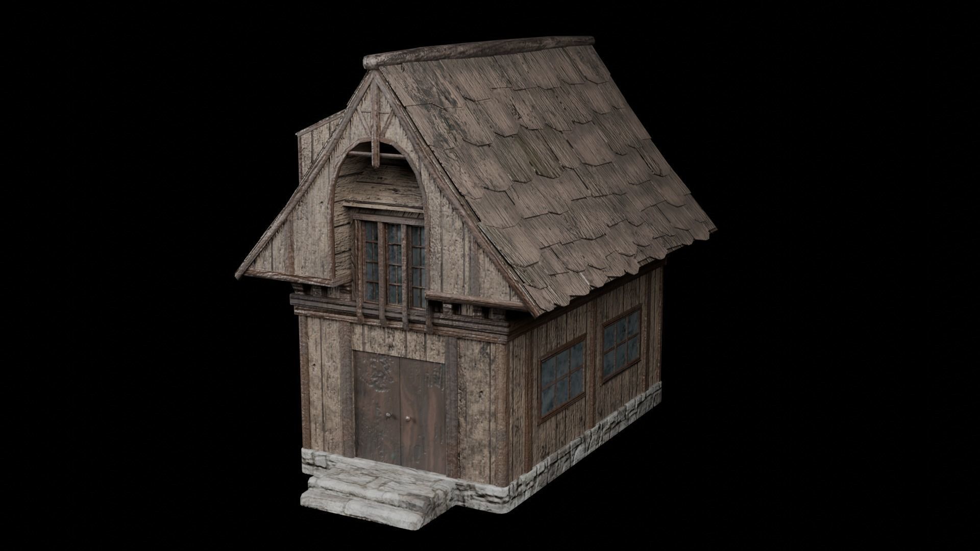 6 medieval house Low-poly 3D model_8